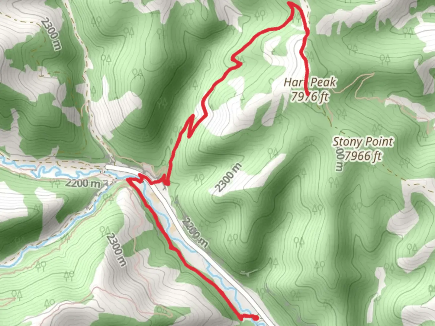 An image depicting the trail Hart Peak via Indian Writing Campsite Trail and its surrounding area.