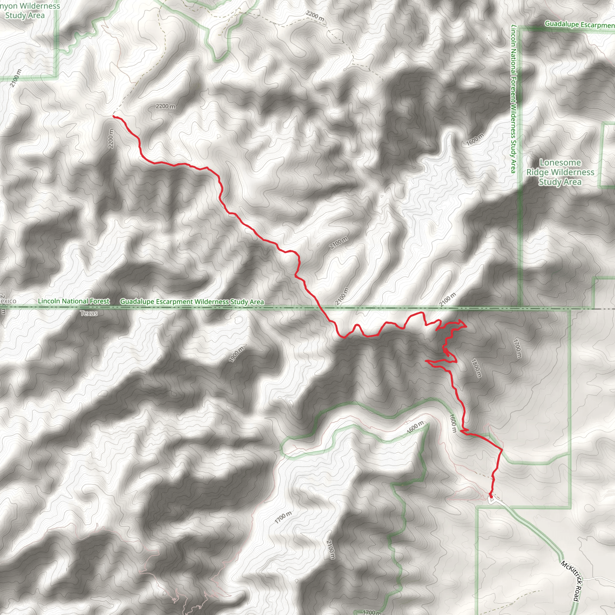 Camp Wilderness Ridge and Permian Reef Trail mobile static map