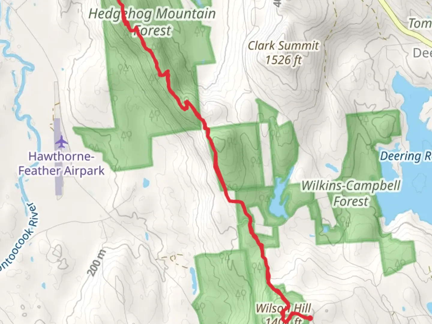 An image depicting the trail Hedgehog Ridge Trail via Wilson Hill and its surrounding area.