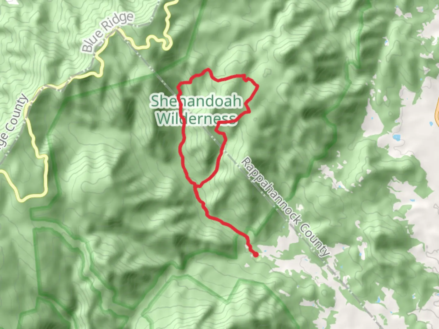 An image depicting the trail Nicholson Hollow, Hannah Run and Hot Short Mountain Loop Trail and its surrounding area.