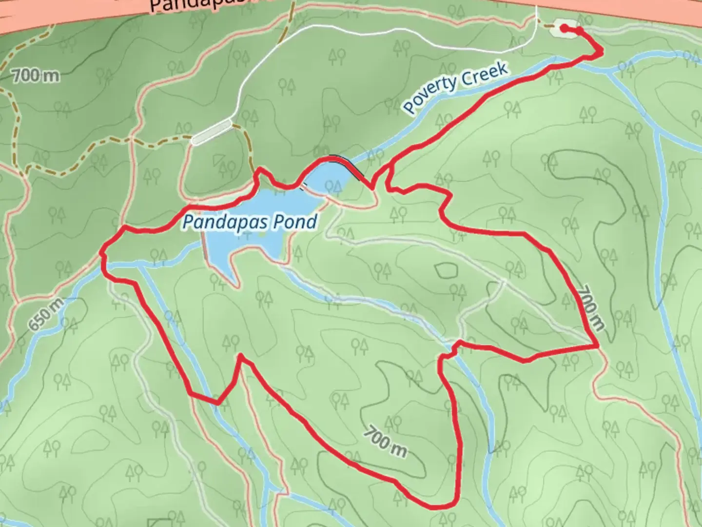 An image depicting the trail Horse Nettle, Joe Pye and Pandapas Pond Loop and its surrounding area.