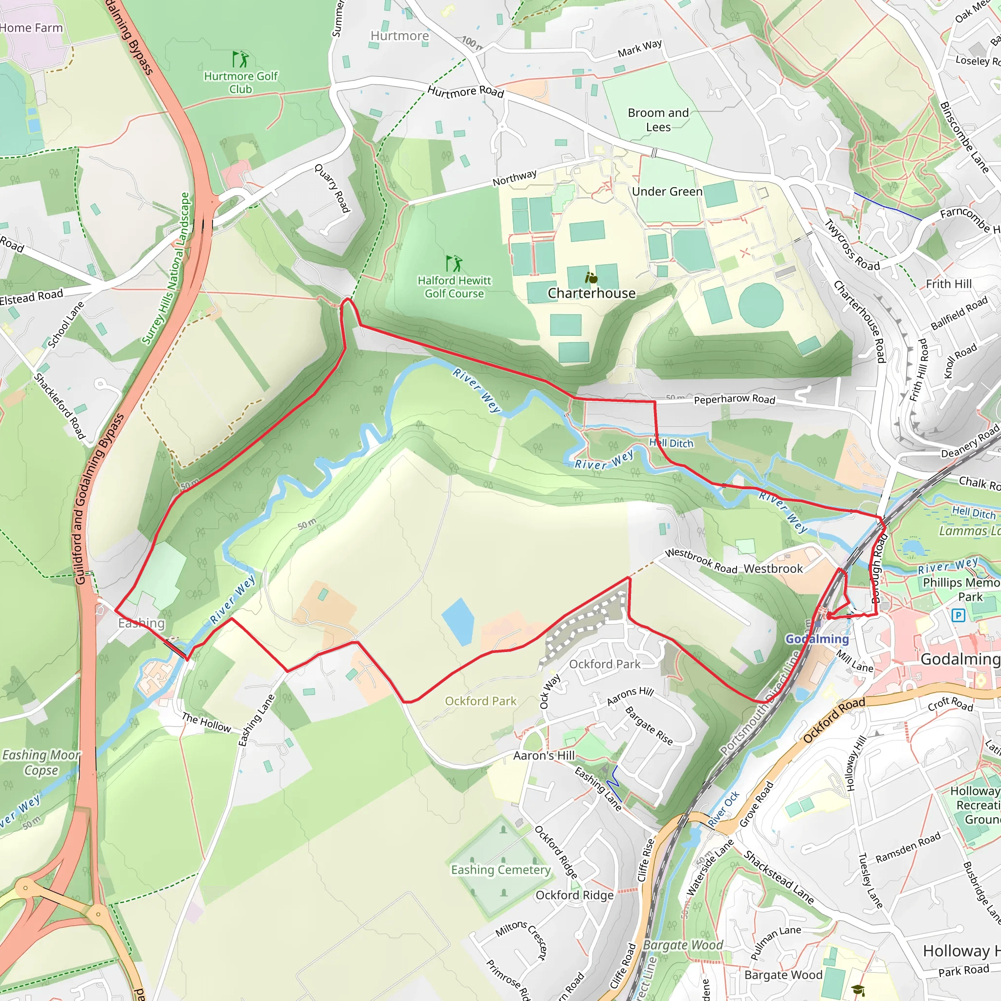 Godalming and Eashing Loop mobile static map
