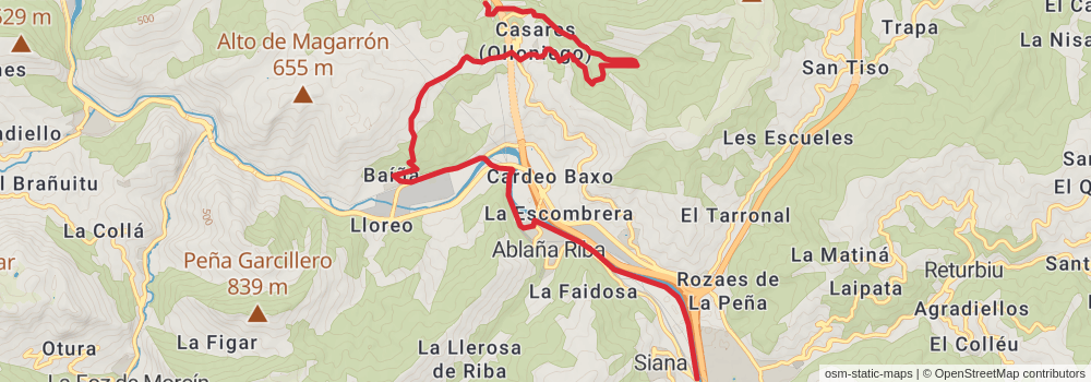 GR 100-1 Gijón - Puerto de Pajares stage 4 Map