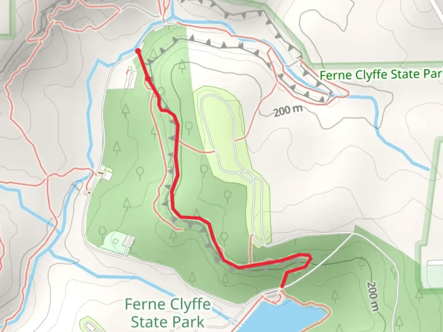 An image depicting the trail Blackjack Oak Trail and its surrounding area.