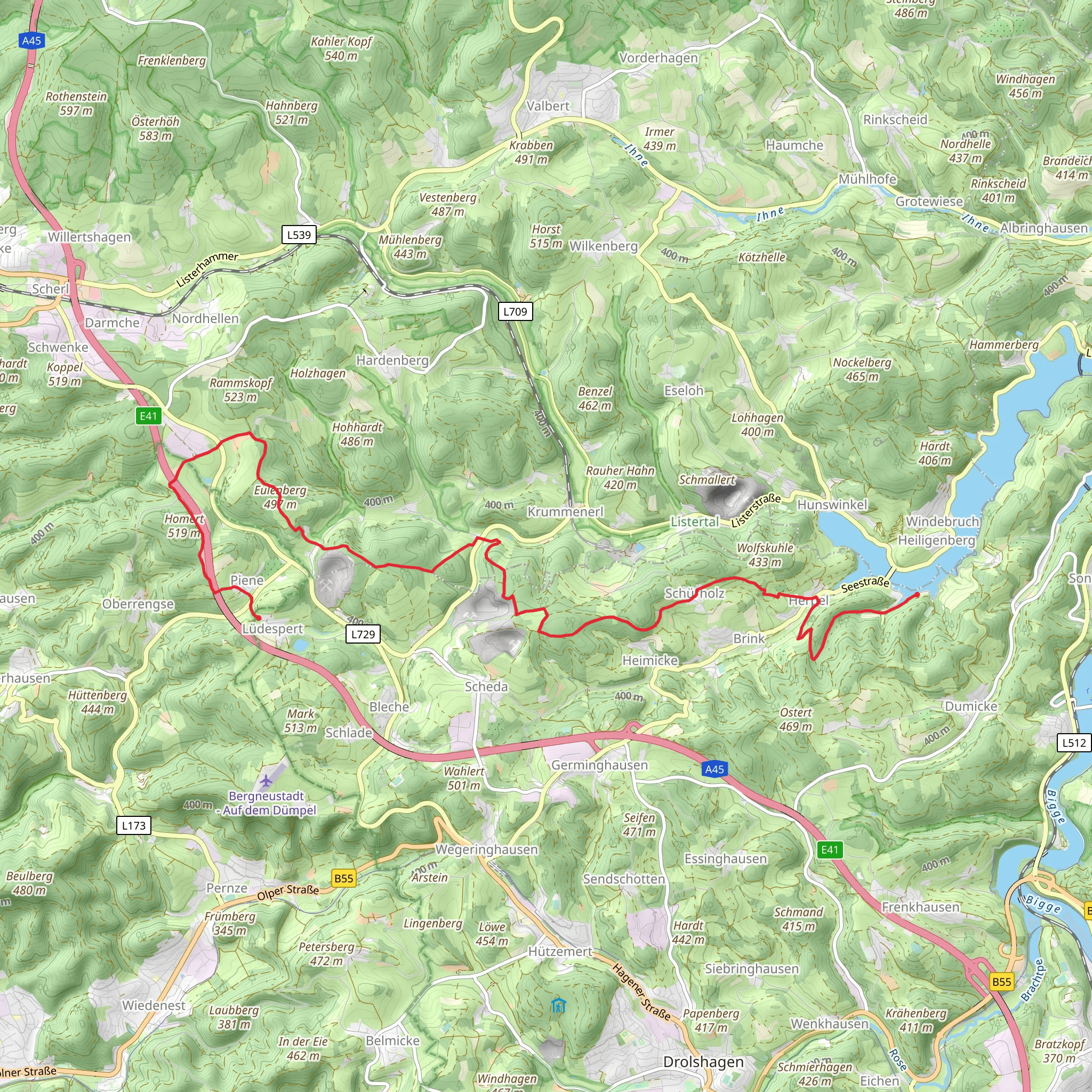 Ludespert to Kalberschnacke Walk mobile static map