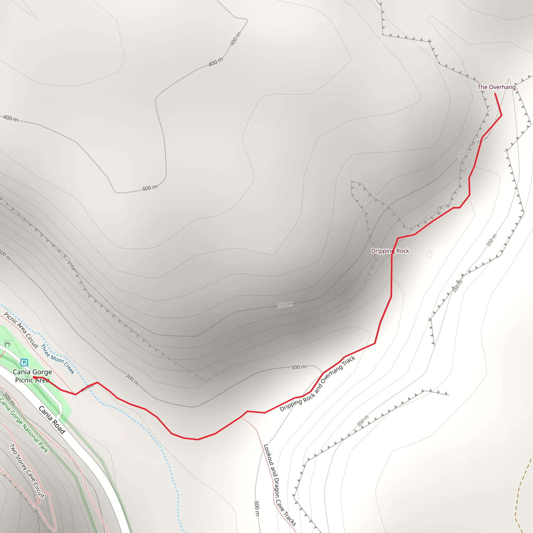 Dripping Rock and The Overhang Track mobile static map