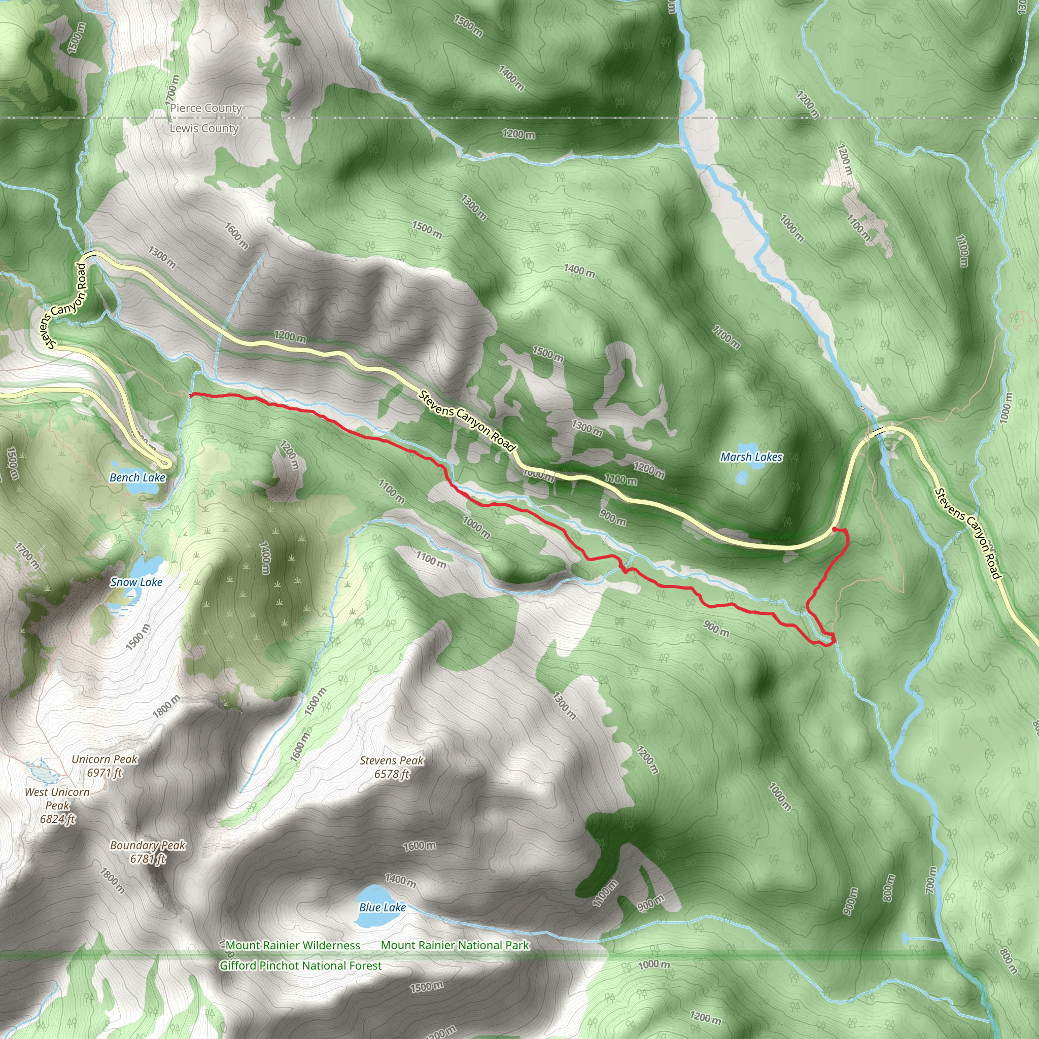 Unicorn Creek via Wonderland Trail mobile static map