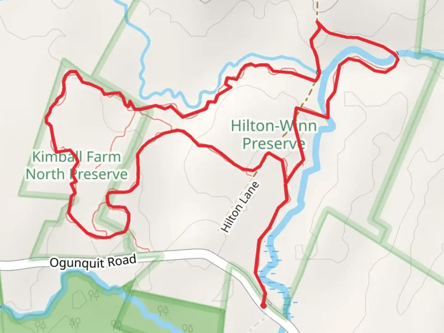 An image depicting the trail Ogunquit River Loop and its surrounding area.