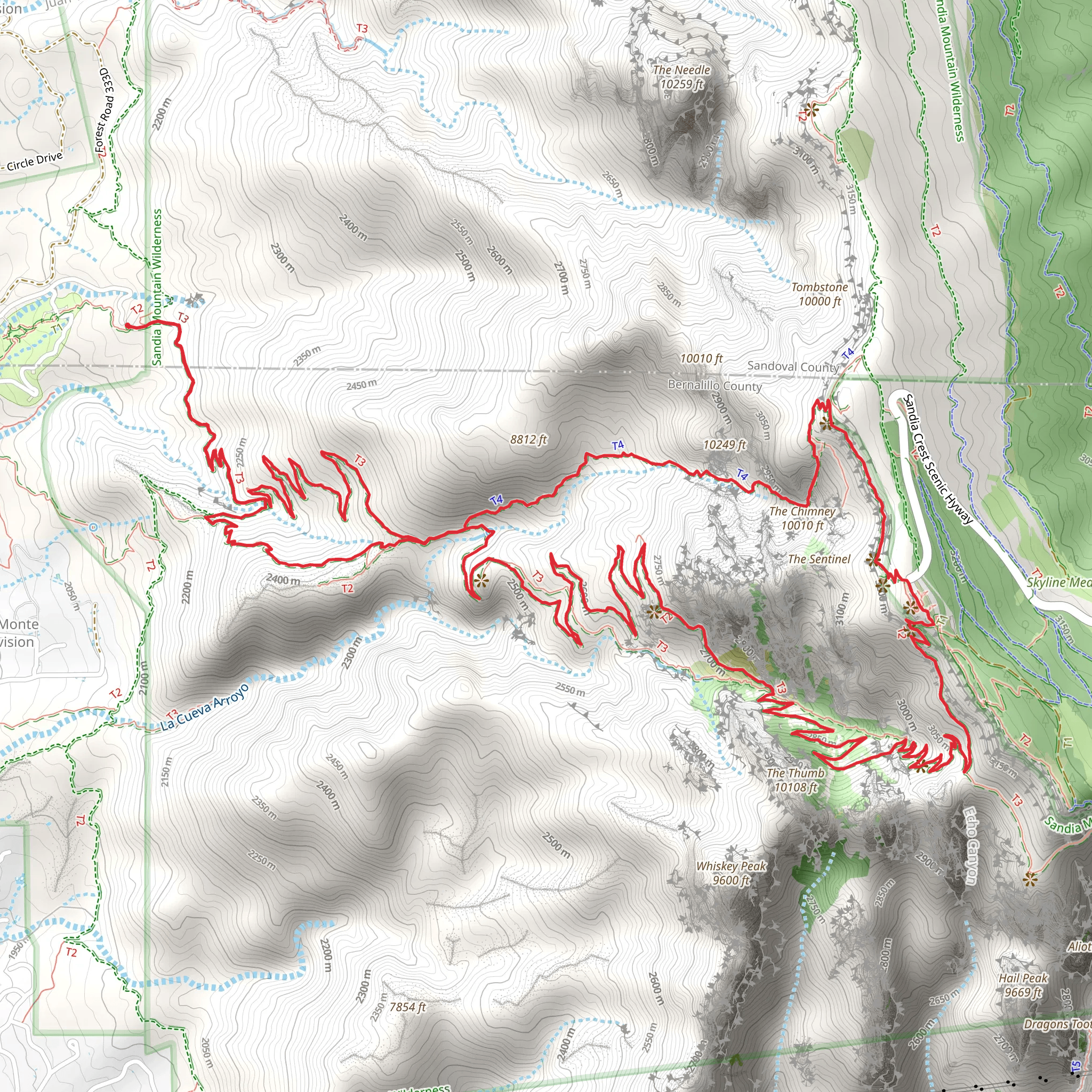La Luz and Crest House Spur Loop Trail mobile static map