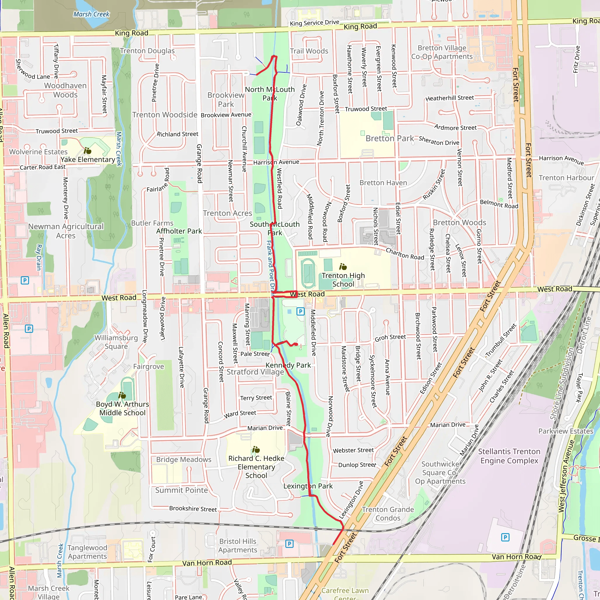 Frank and Poet Drain Walk mobile static map