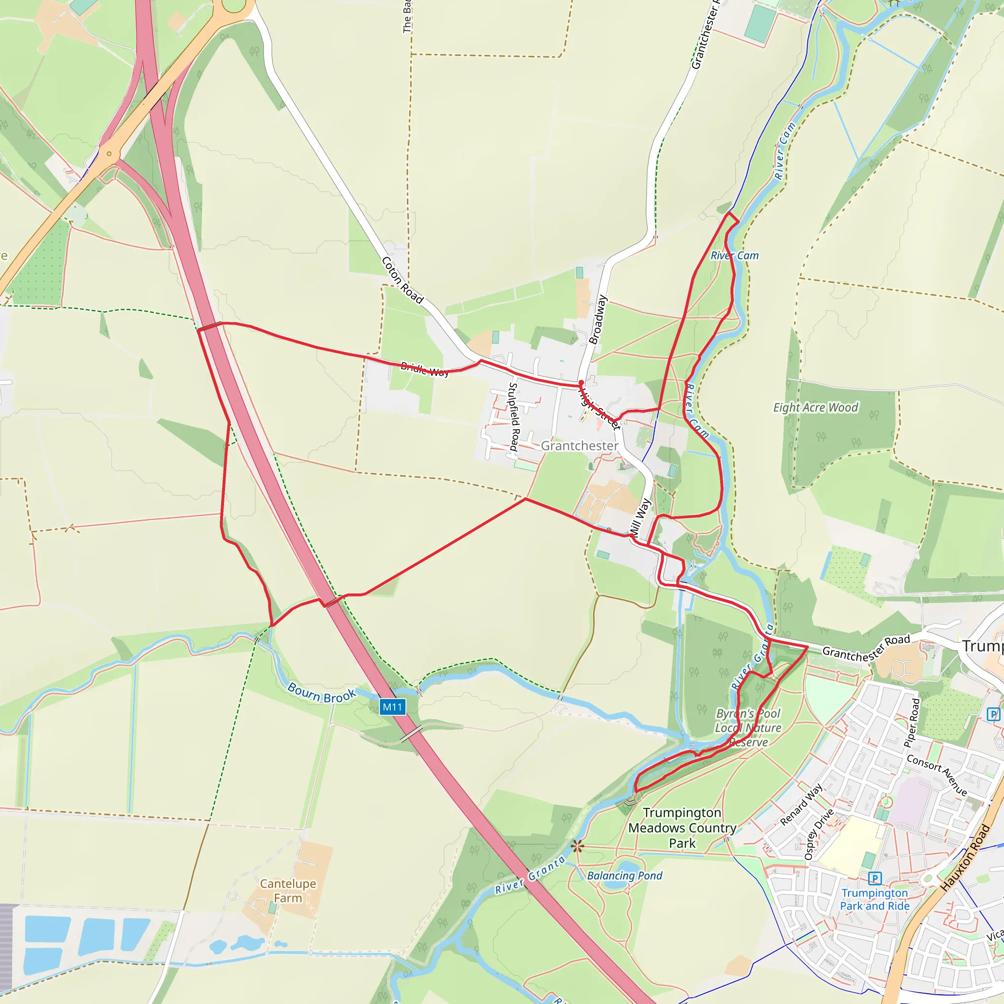 Trumpington Meadows Country Park and River Cam mobile static map
