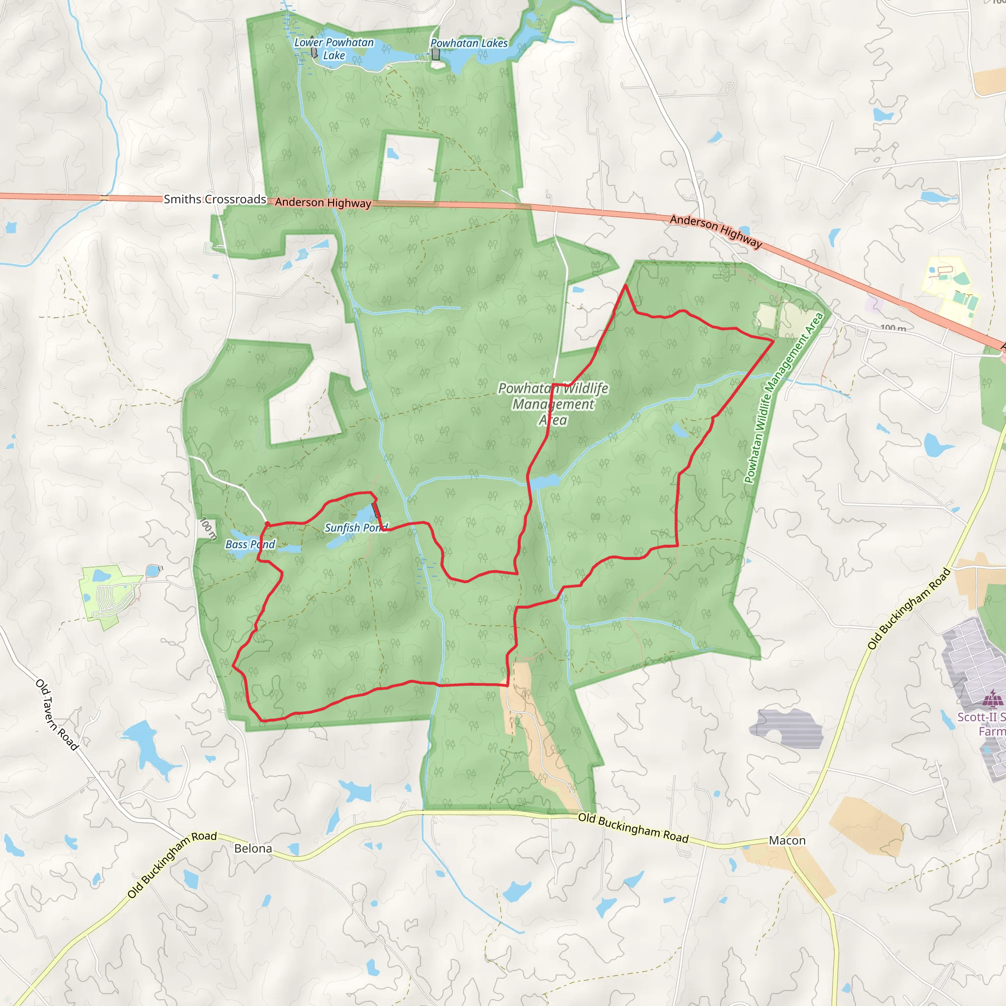 Bass Pond, Sunfish Pond and Salmon Creek Loop mobile static map