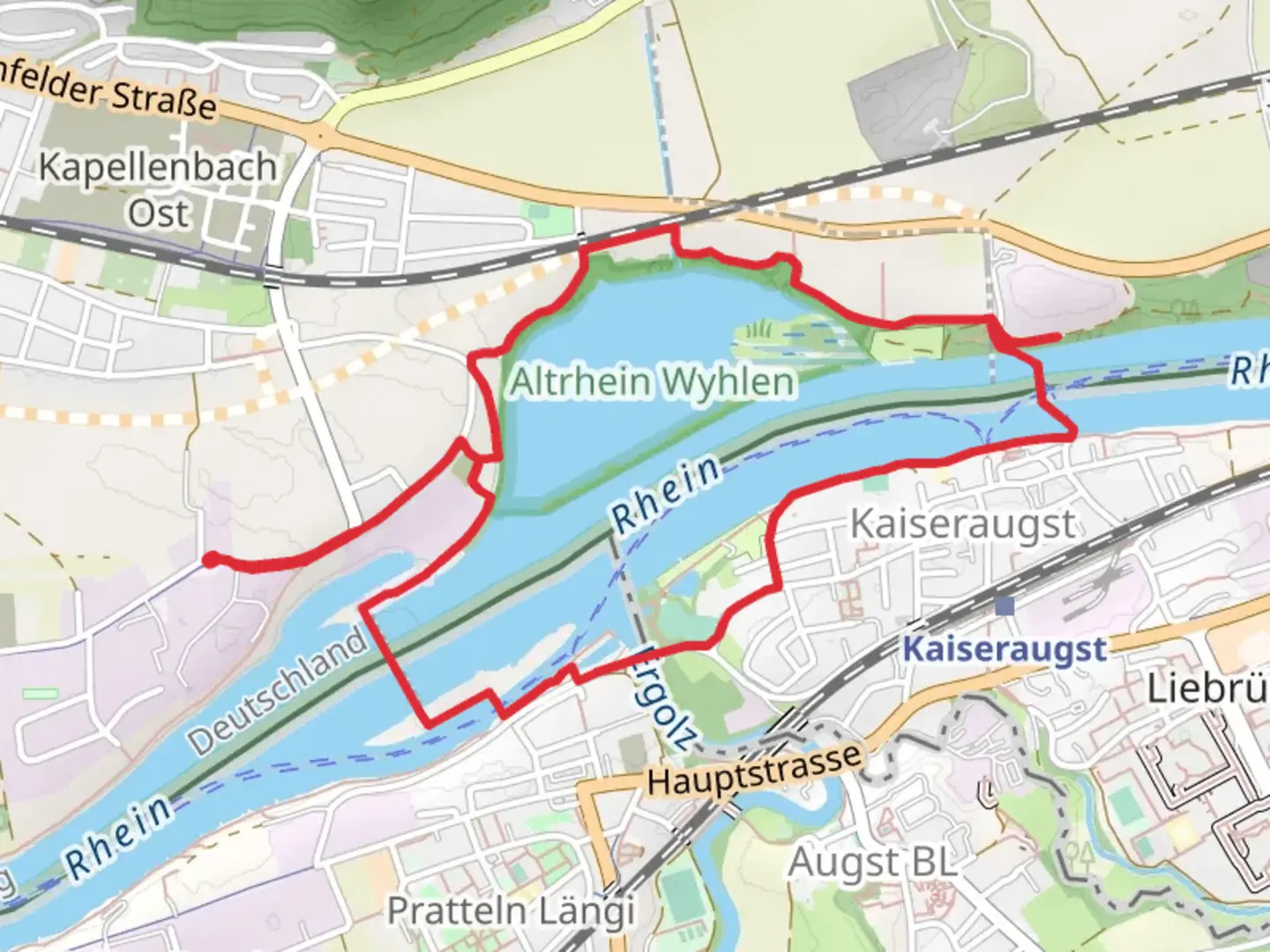 An image depicting the trail Rhine and Voegel Loop and its surrounding area.