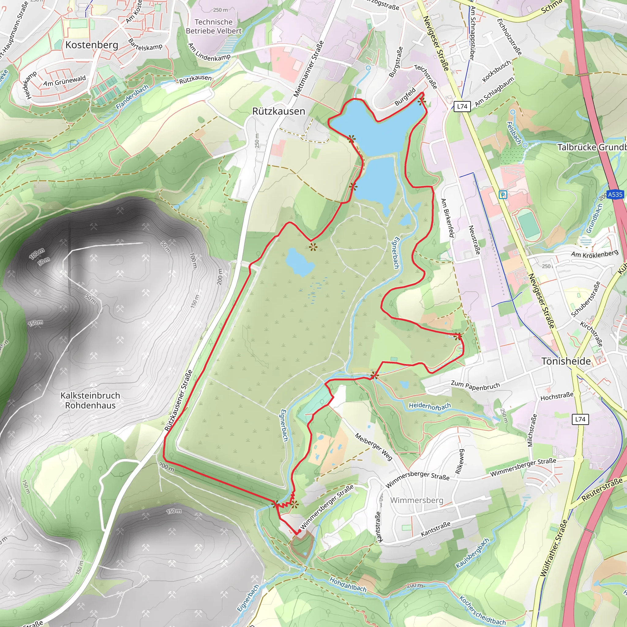 Auerochsengehege and Schlammteich via Eignerbach Rundwanderweg mobile static map