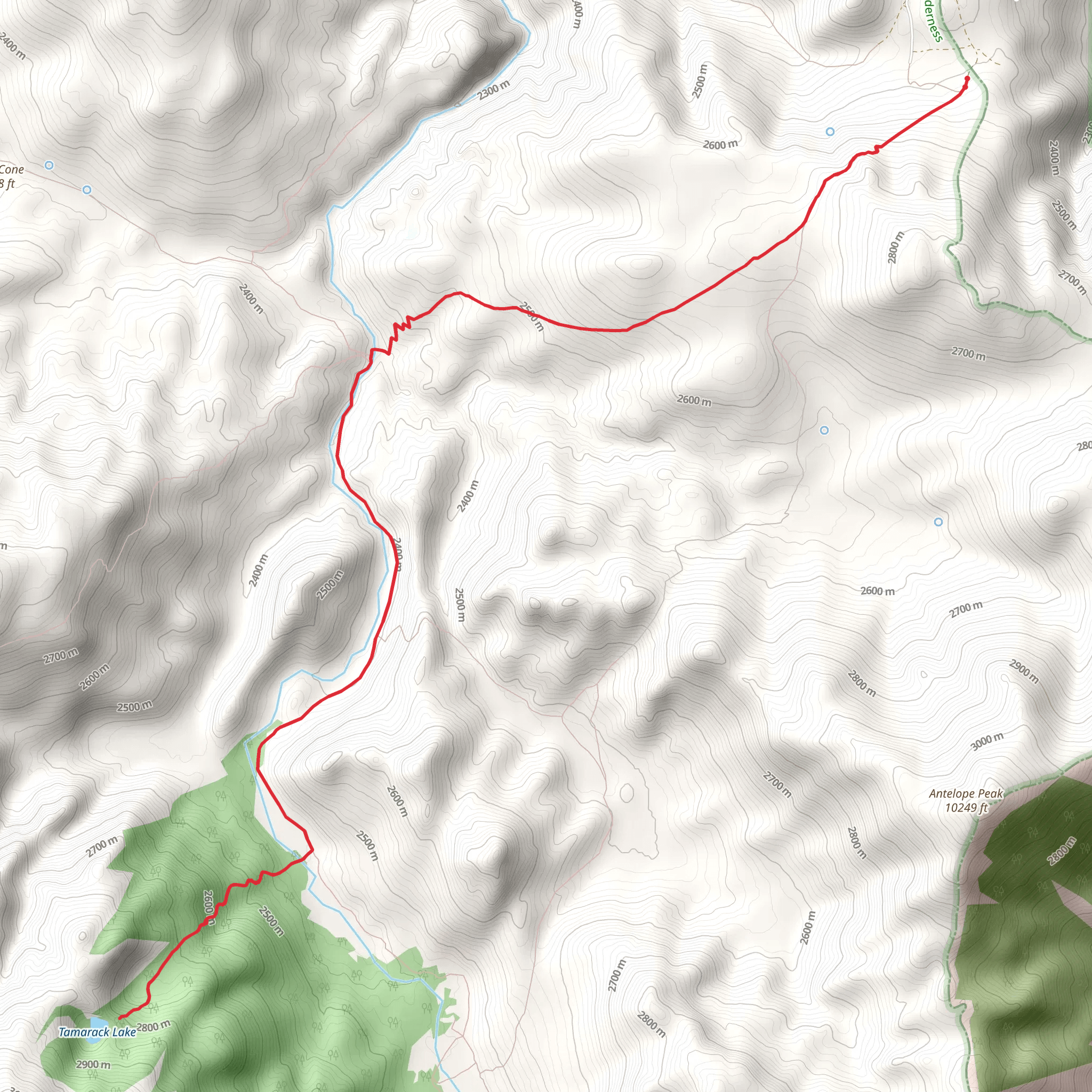 Tamarack Lake Trail mobile static map