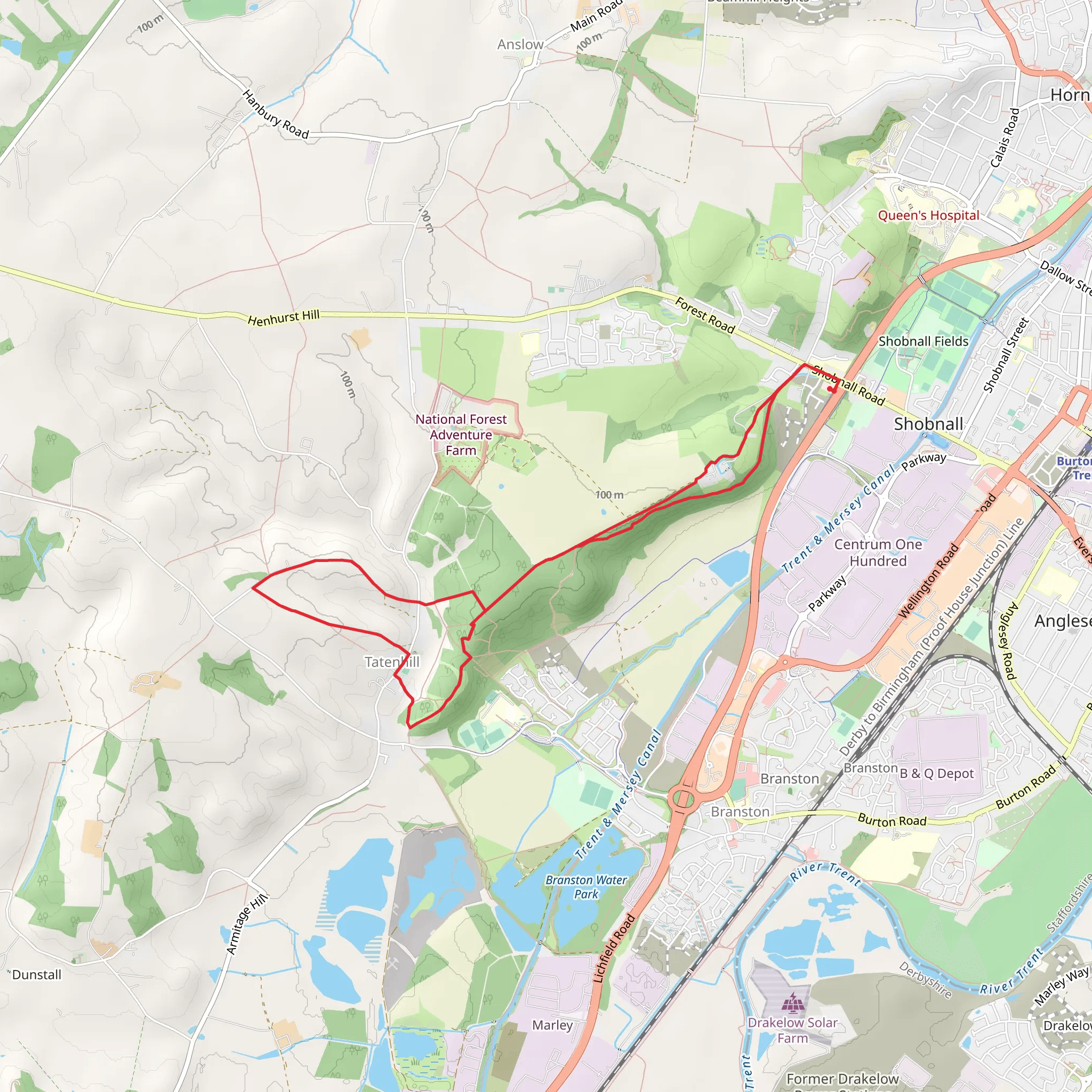 Tatenhill and Sinai Park House Loop mobile static map