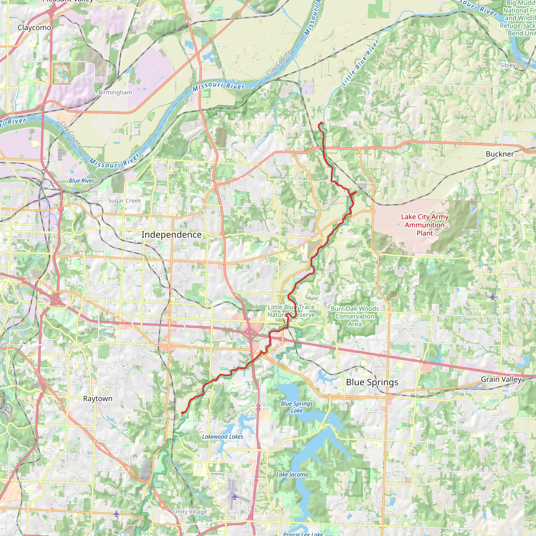 Little Blue Trace Trail mobile static map