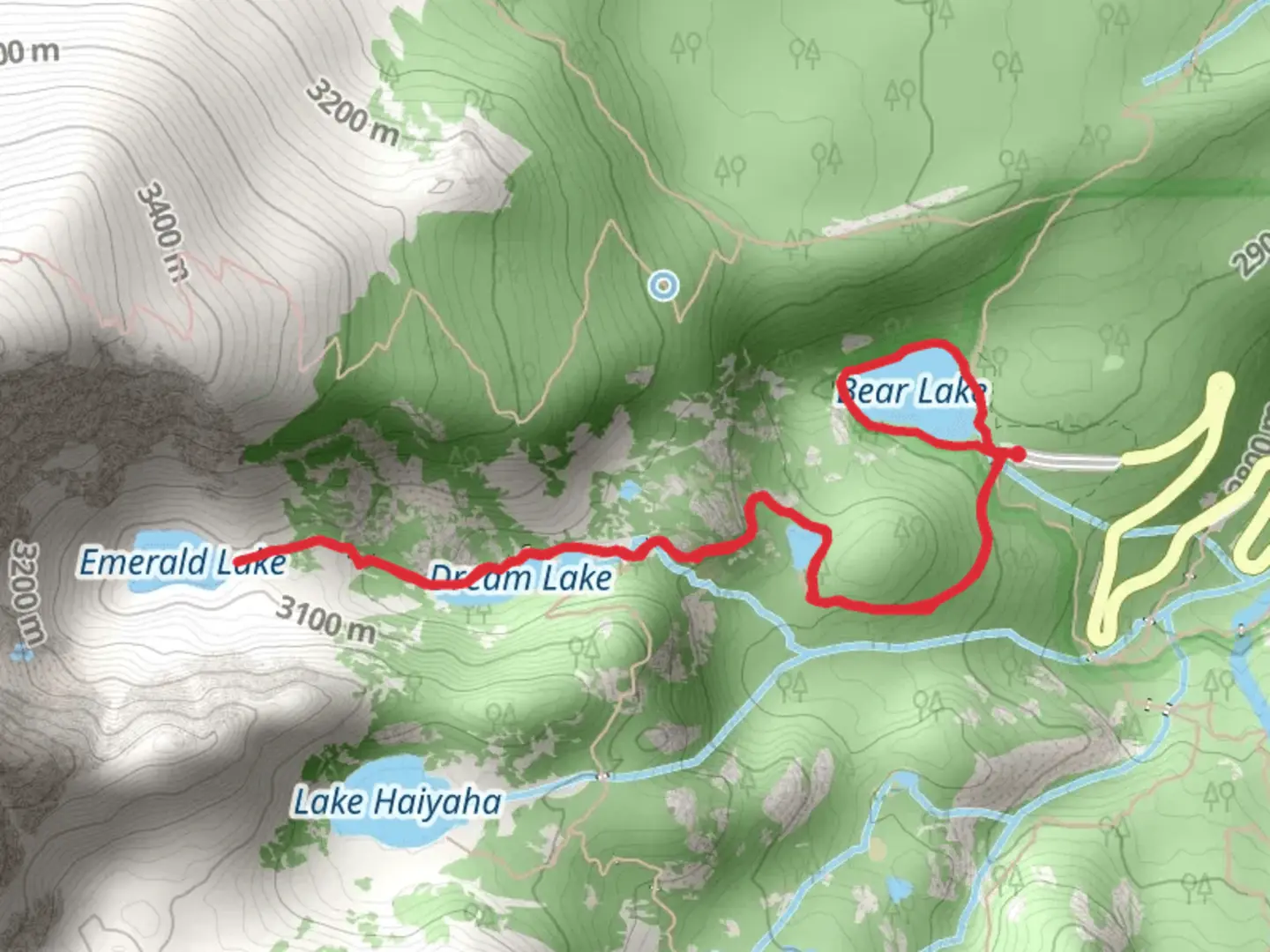 An image depicting the trail Bear Lake Trail and Emerald Lake Trail and its surrounding area.