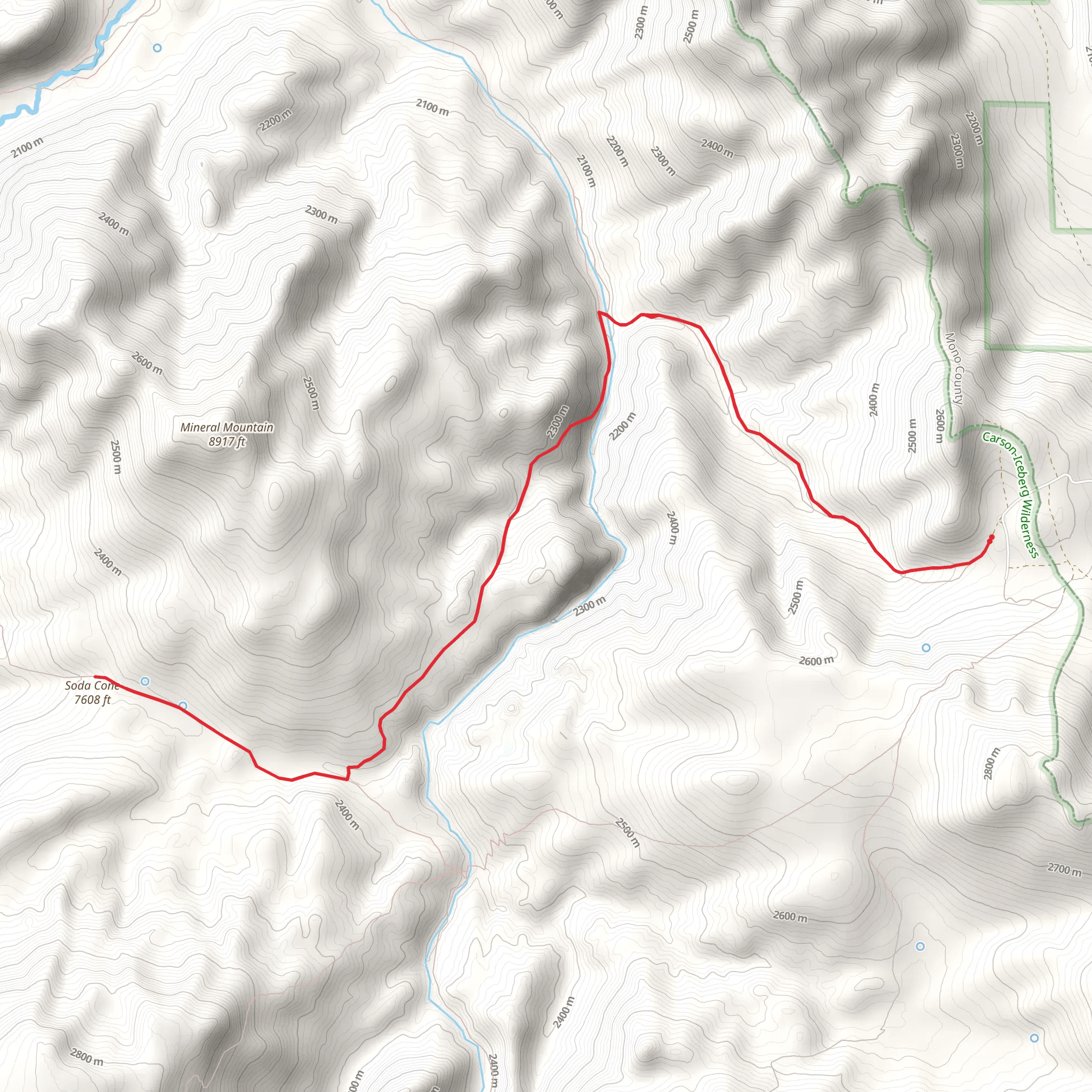 Soda Cone Mountain via Snodgrass Creek Trail mobile static map