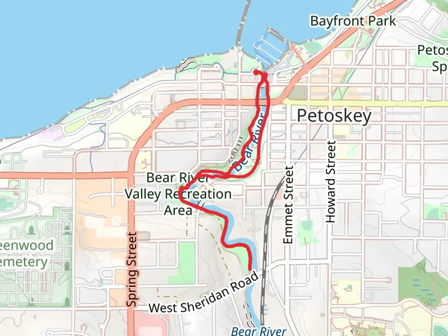 An image depicting the trail Bear River Loop from Bayfront and its surrounding area.
