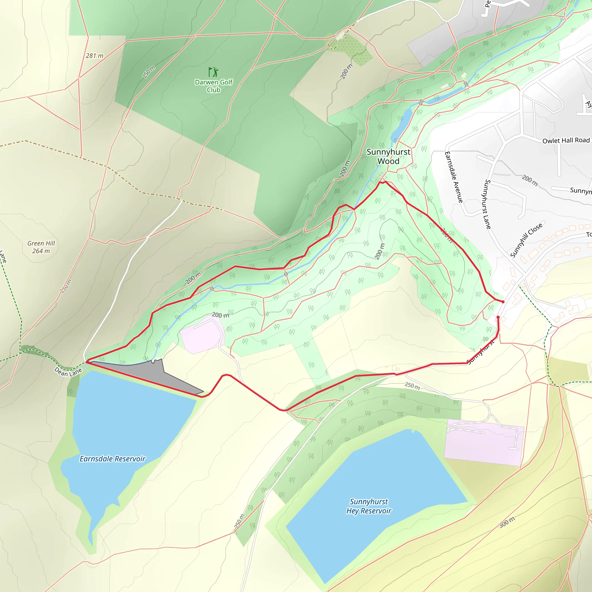 Sunnyhurst Woods Loop mobile static map