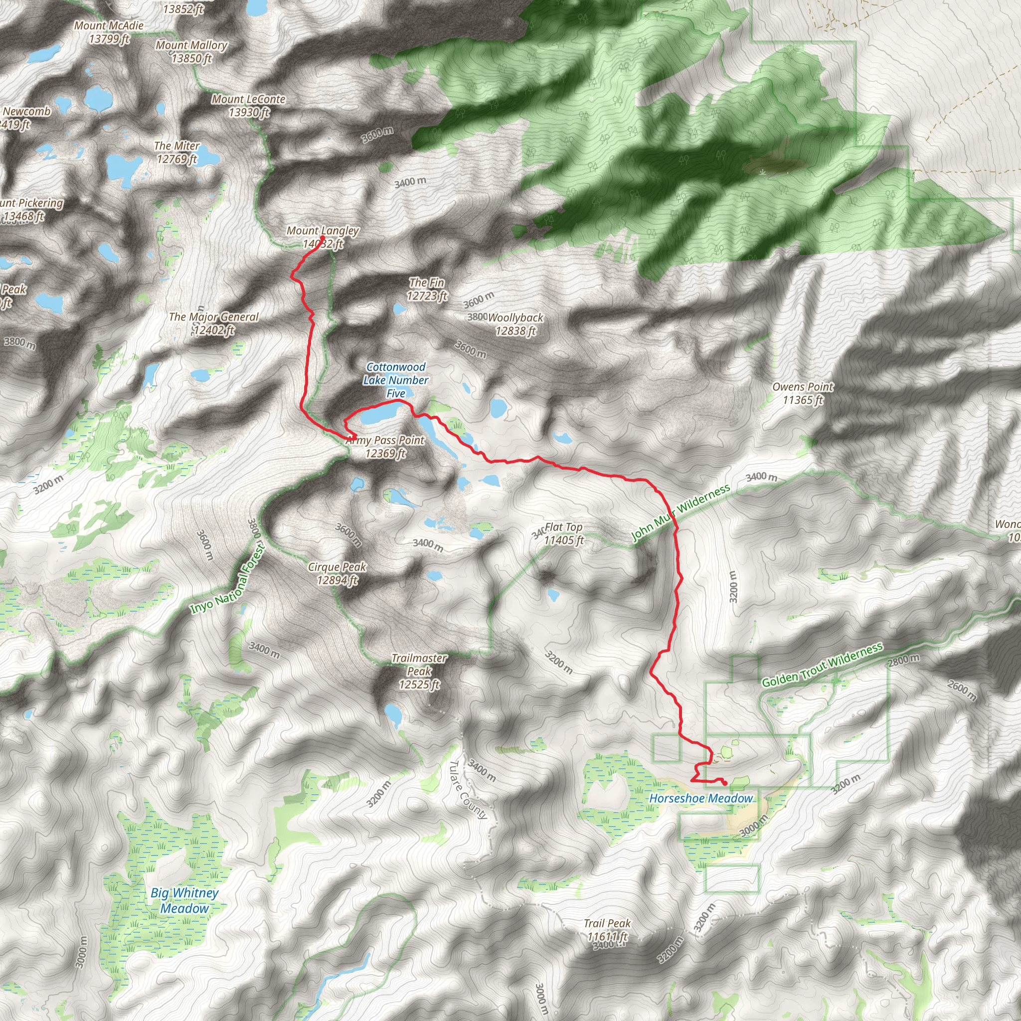 Mount Langley mobile static map