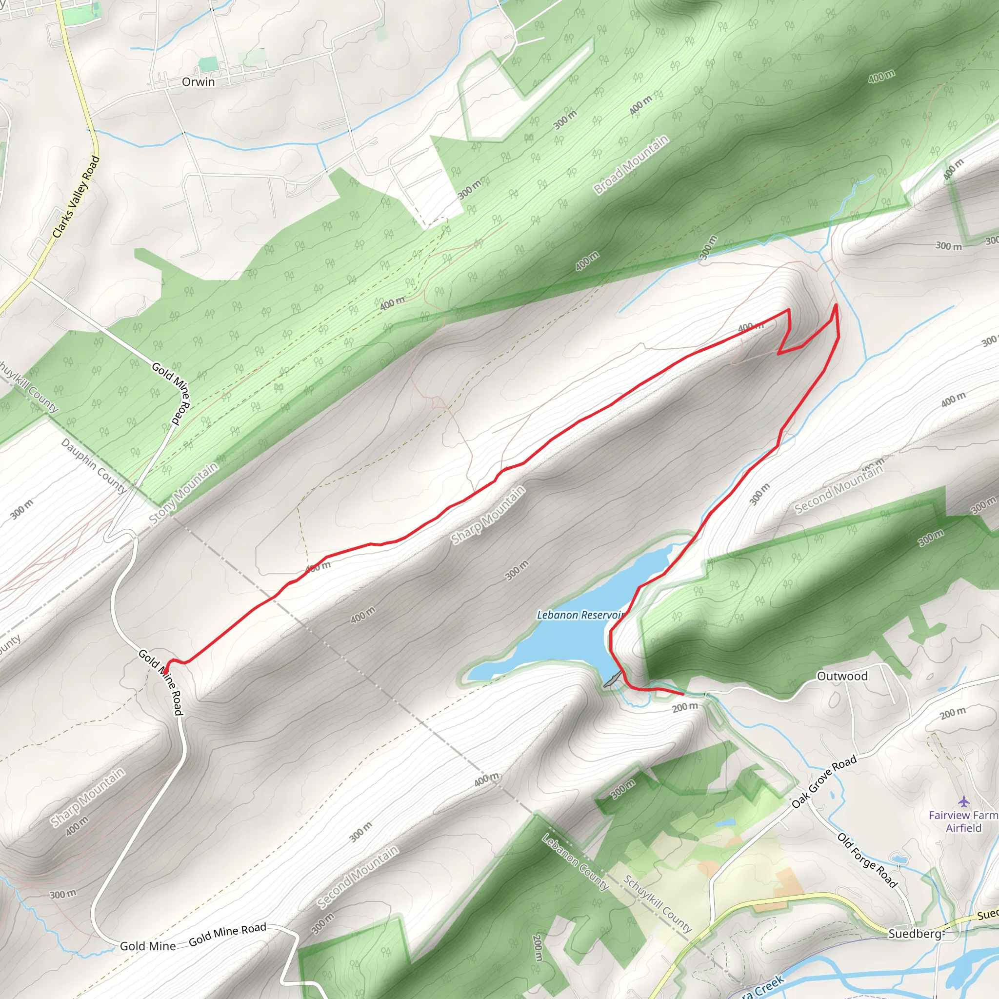 Lebanon Reservoir and West Branch Fishing Creek mobile static map