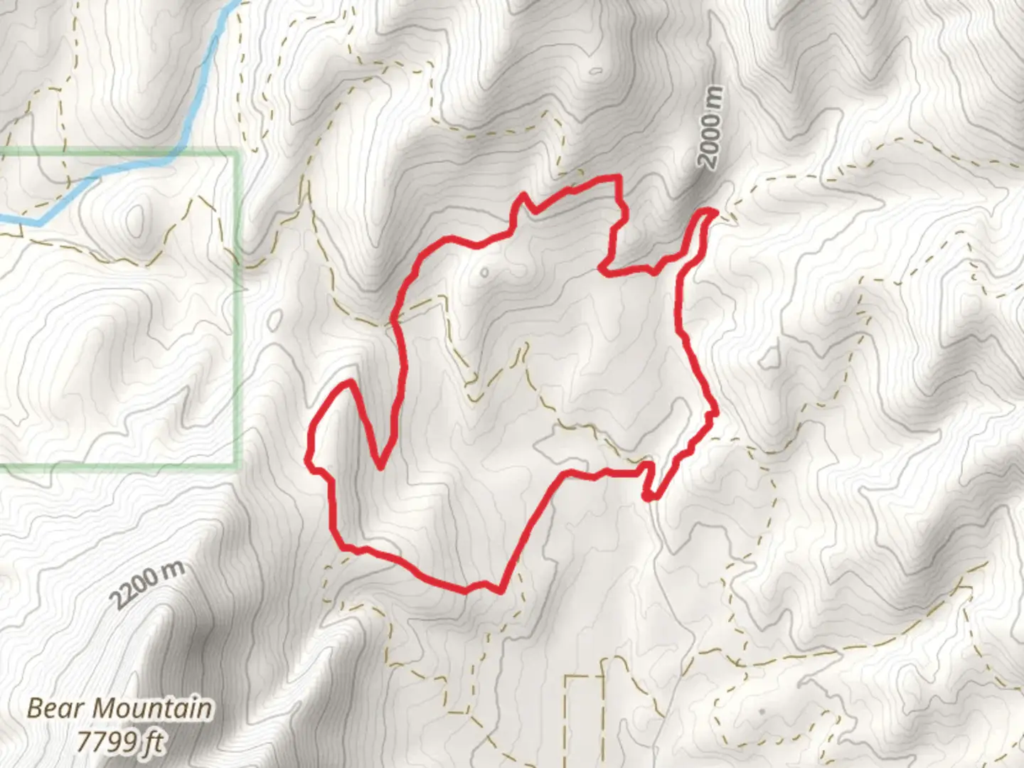 An image depicting the trail Bitter Honey Trail via Upper Scab Rock Trail and Bitter Creek Trail and its surrounding area.