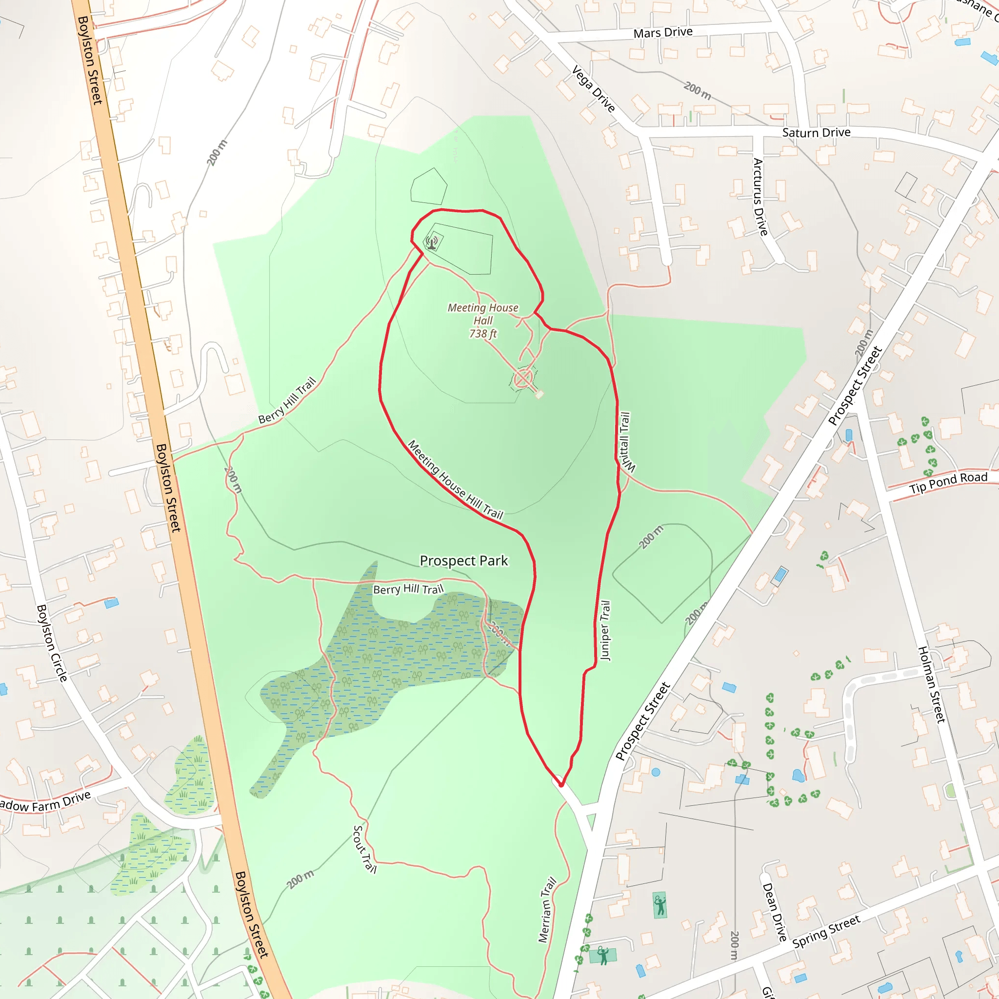 Meeting House Hall Loop Trail mobile static map