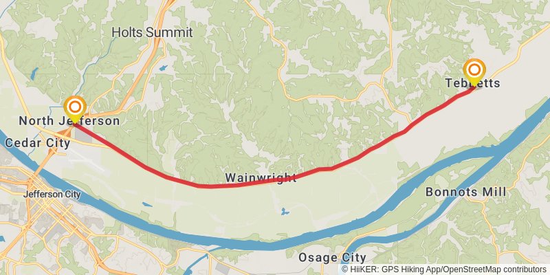 American Discovery Trail - Missouri stage 10 Map
