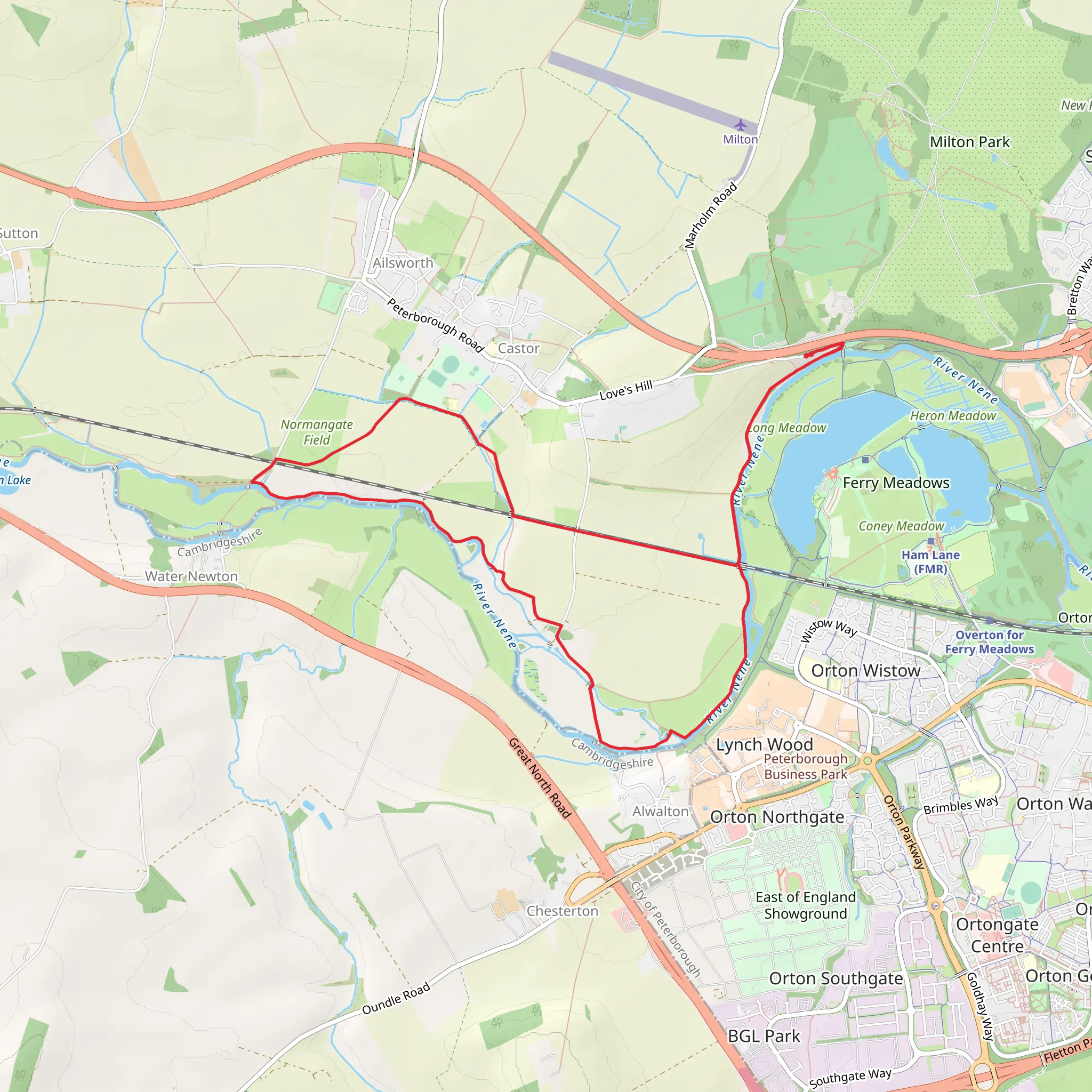 Nene River Loop via Ferry Bridge mobile static map