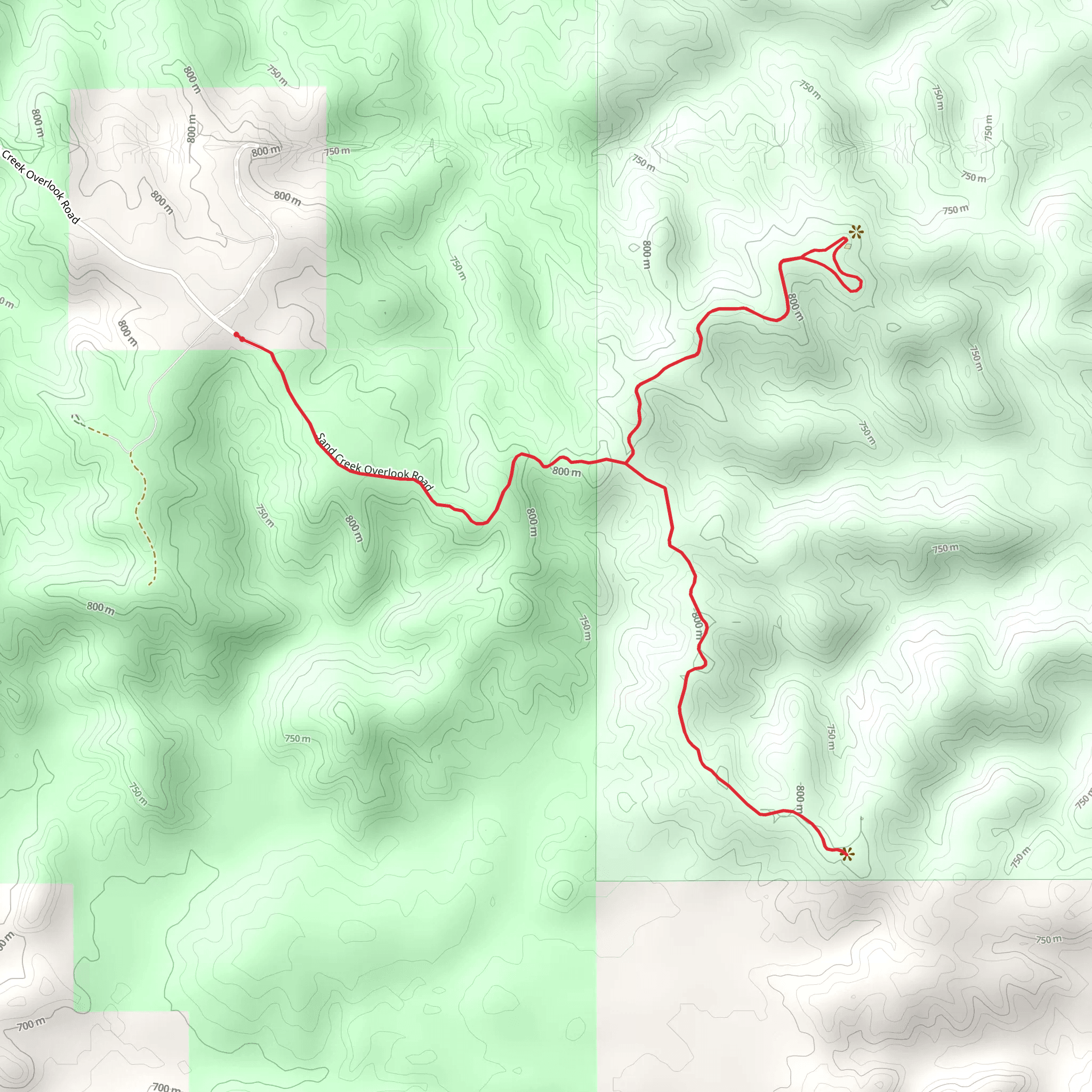 Sand Creek Overlook Road and Artists Vista Point mobile static map