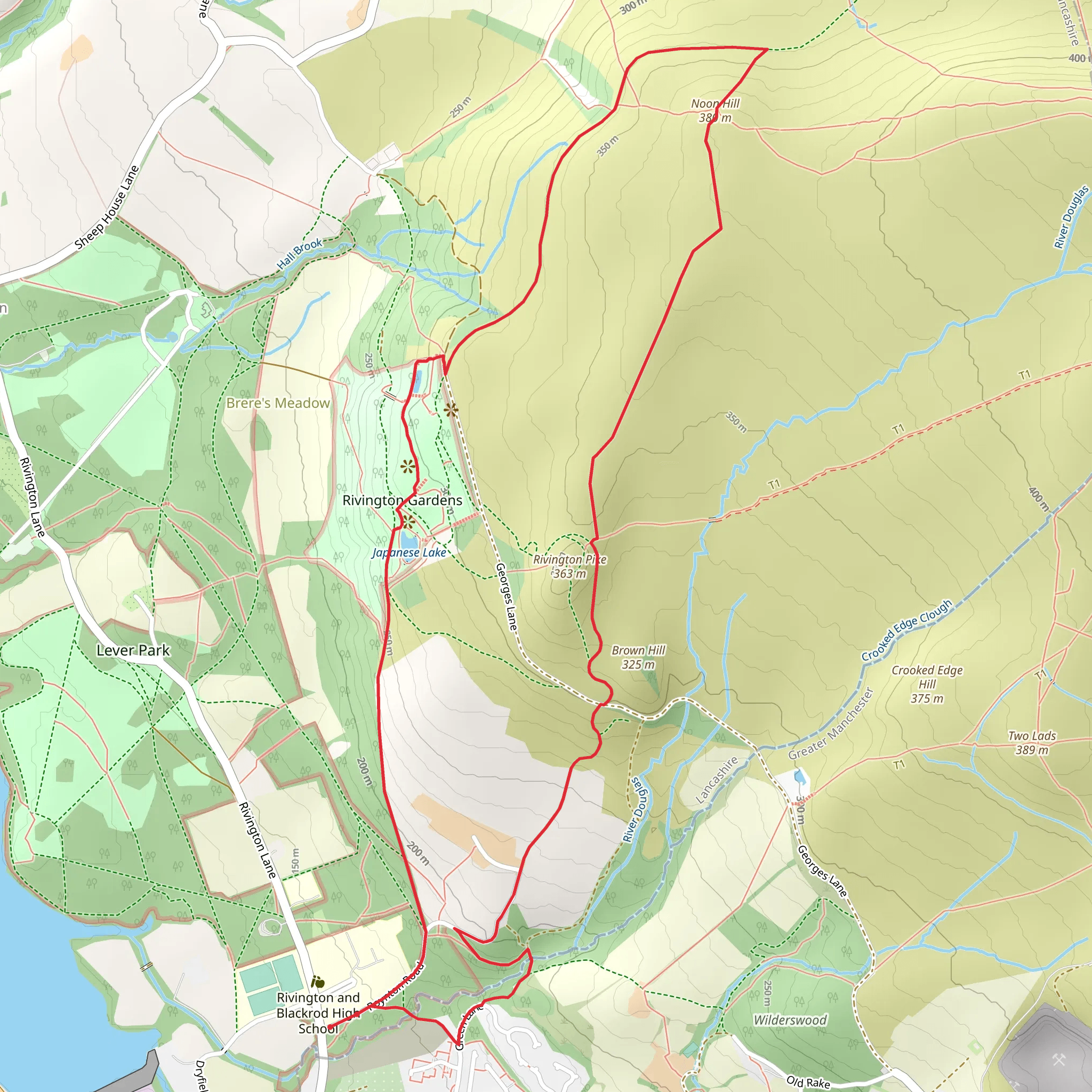 Japanese Lake and Noon Hill Loop mobile static map