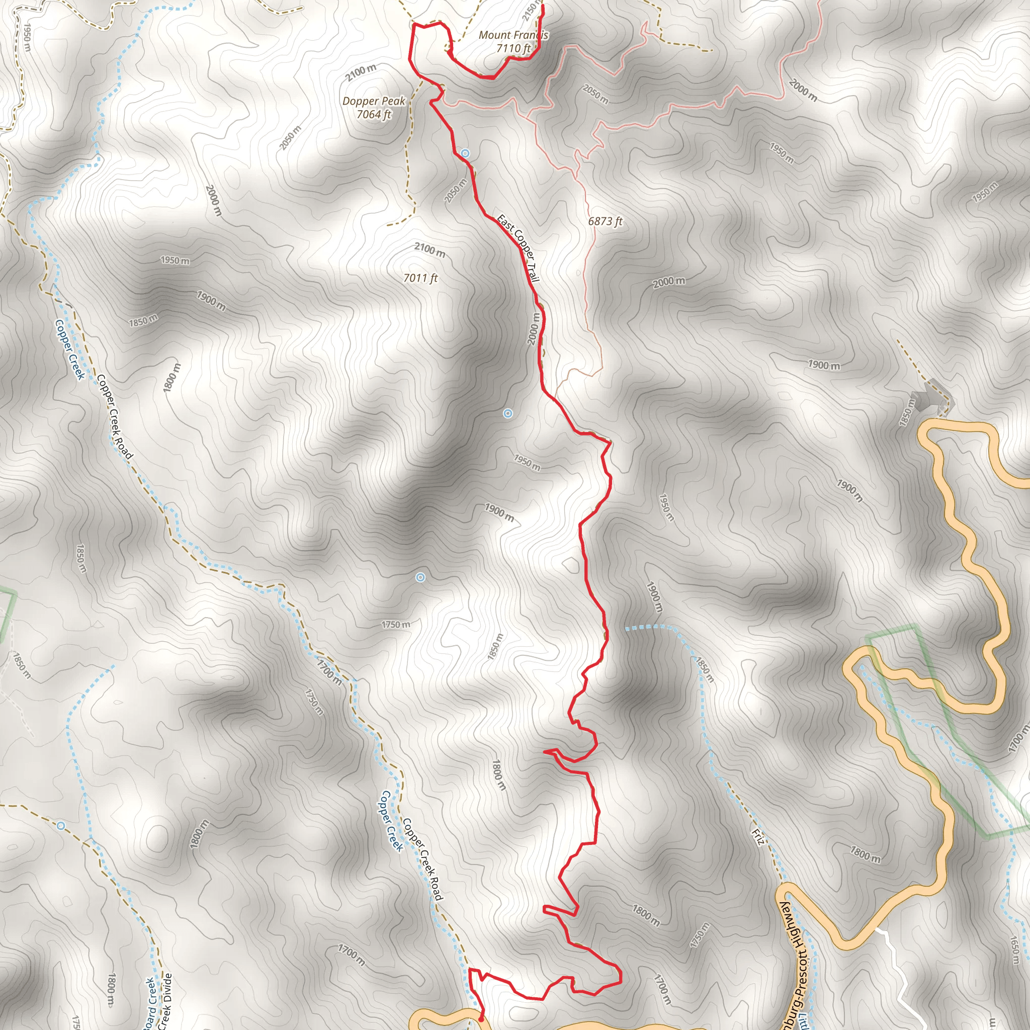 Mount Francis and Dopper Peak mobile static map