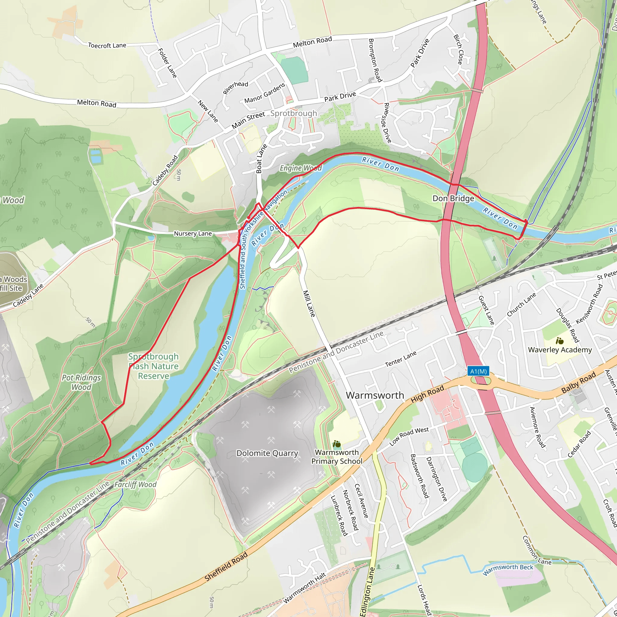 Sprotbrough Falls Loop mobile static map
