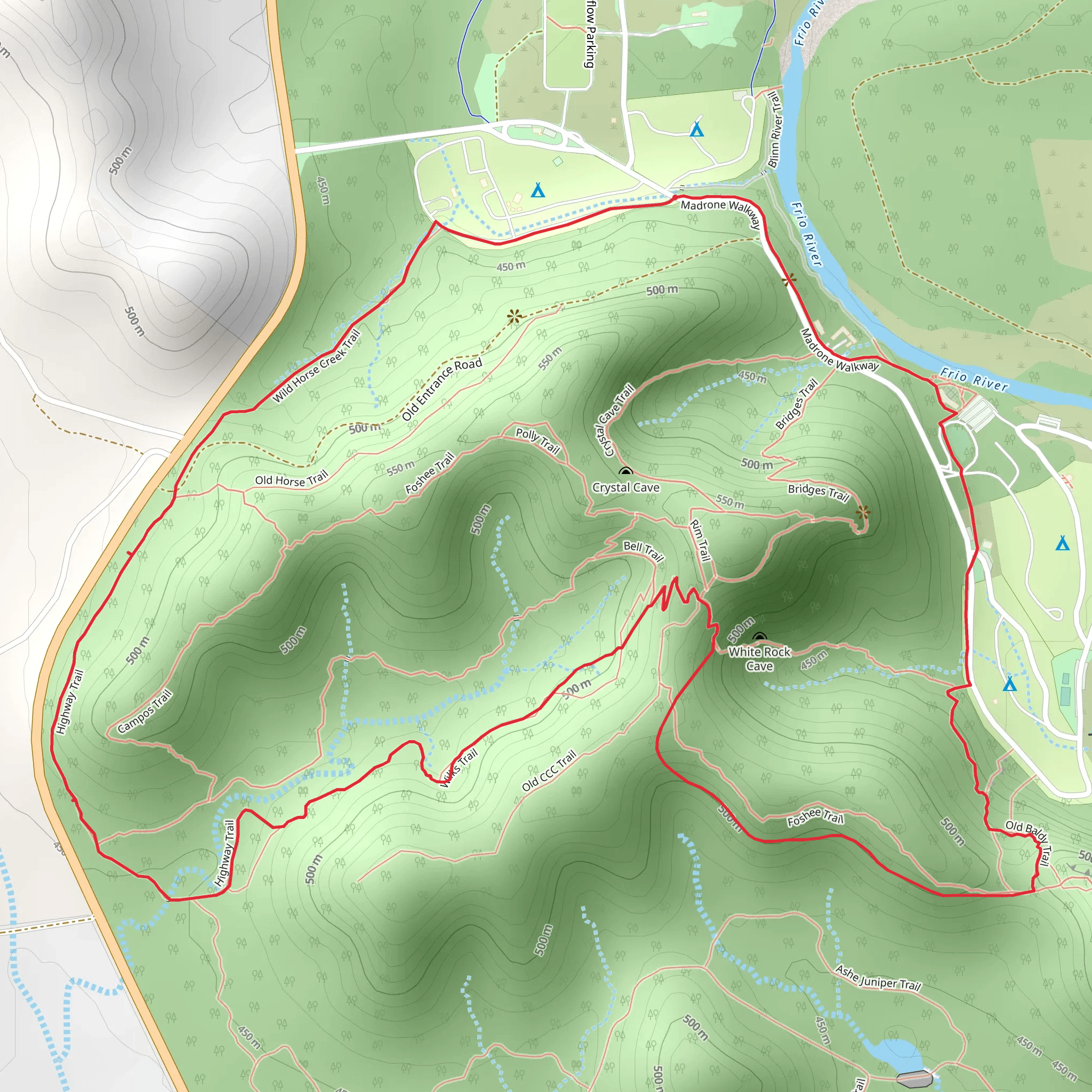 Madrone Walkway, Foshee and Highway Loop Trail mobile static map
