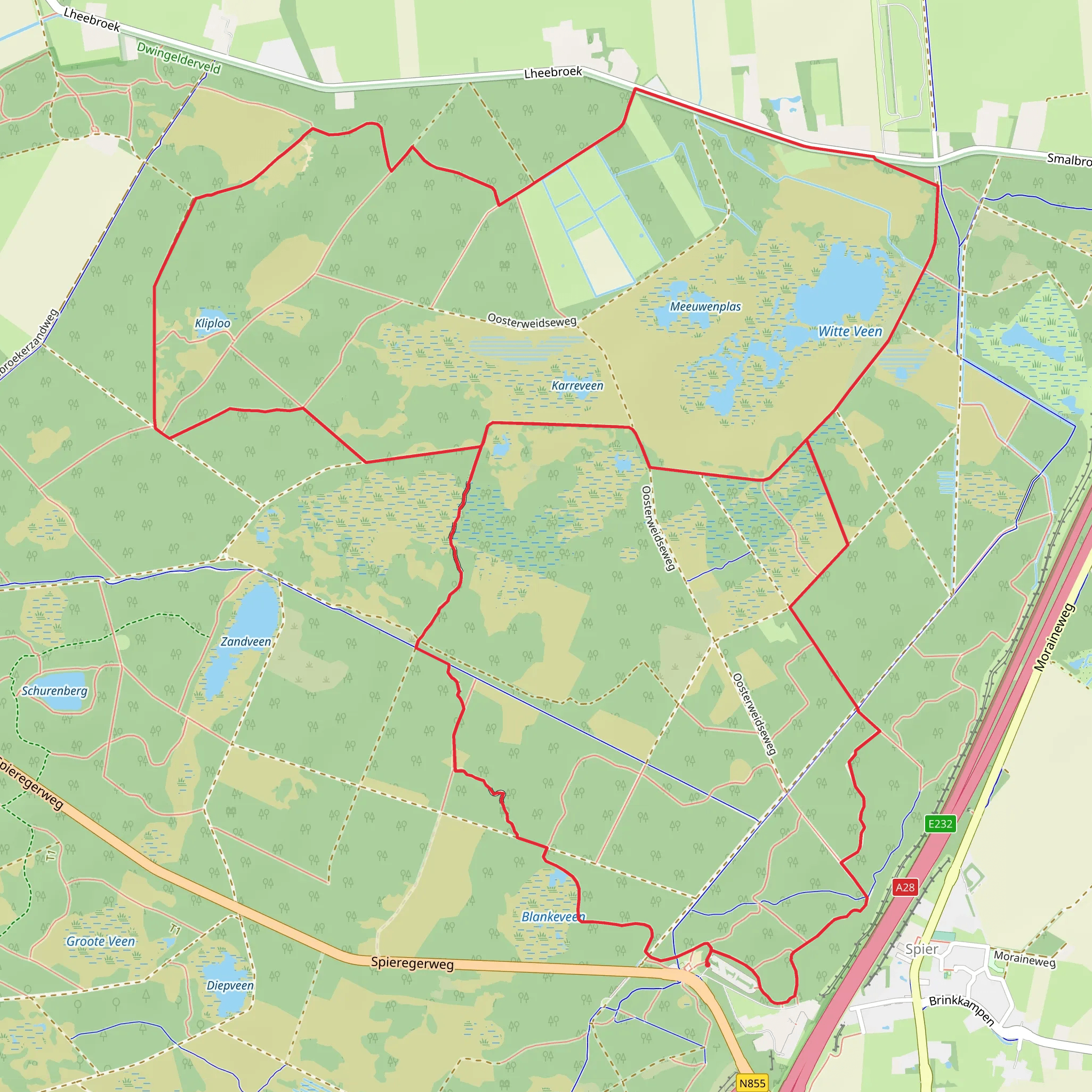 Blankeveen, Meeuwenplas and Lheebroekerzand Loop mobile static map