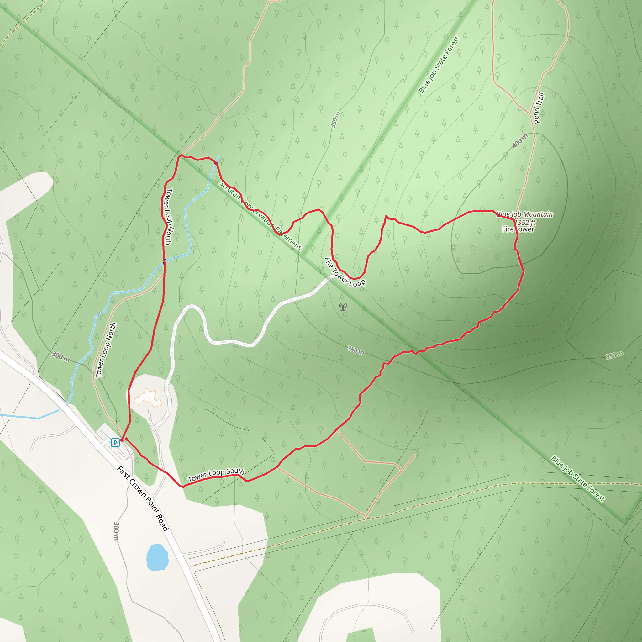 Blue Job Mountain via Towe Loop South mobile static map