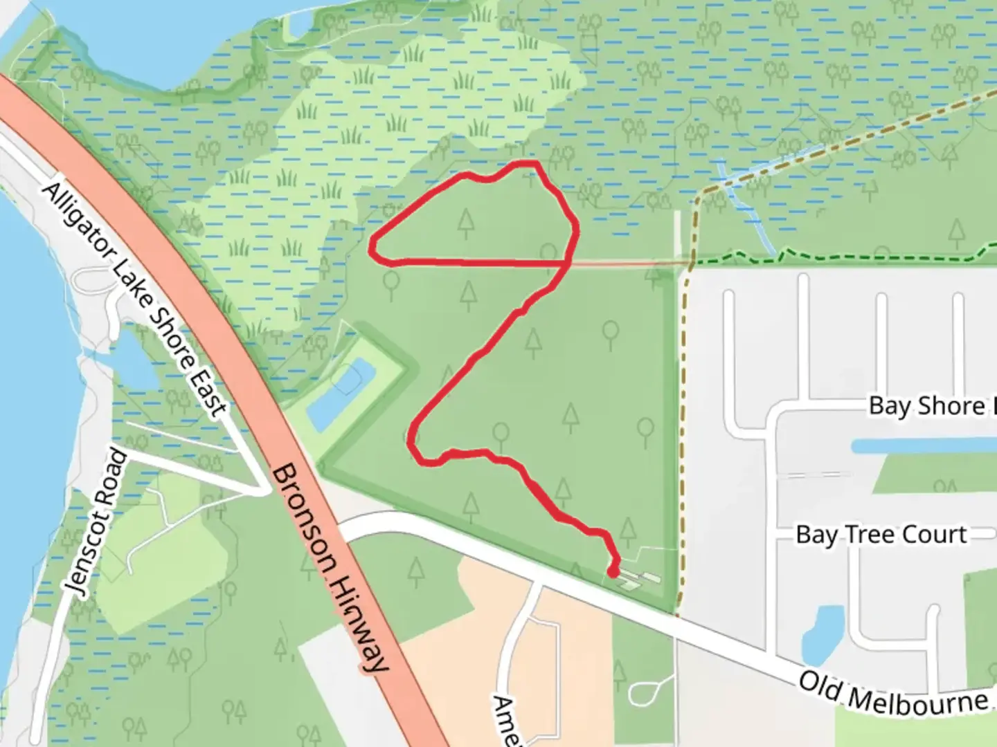 An image depicting the trail Marsh Loop and its surrounding area.