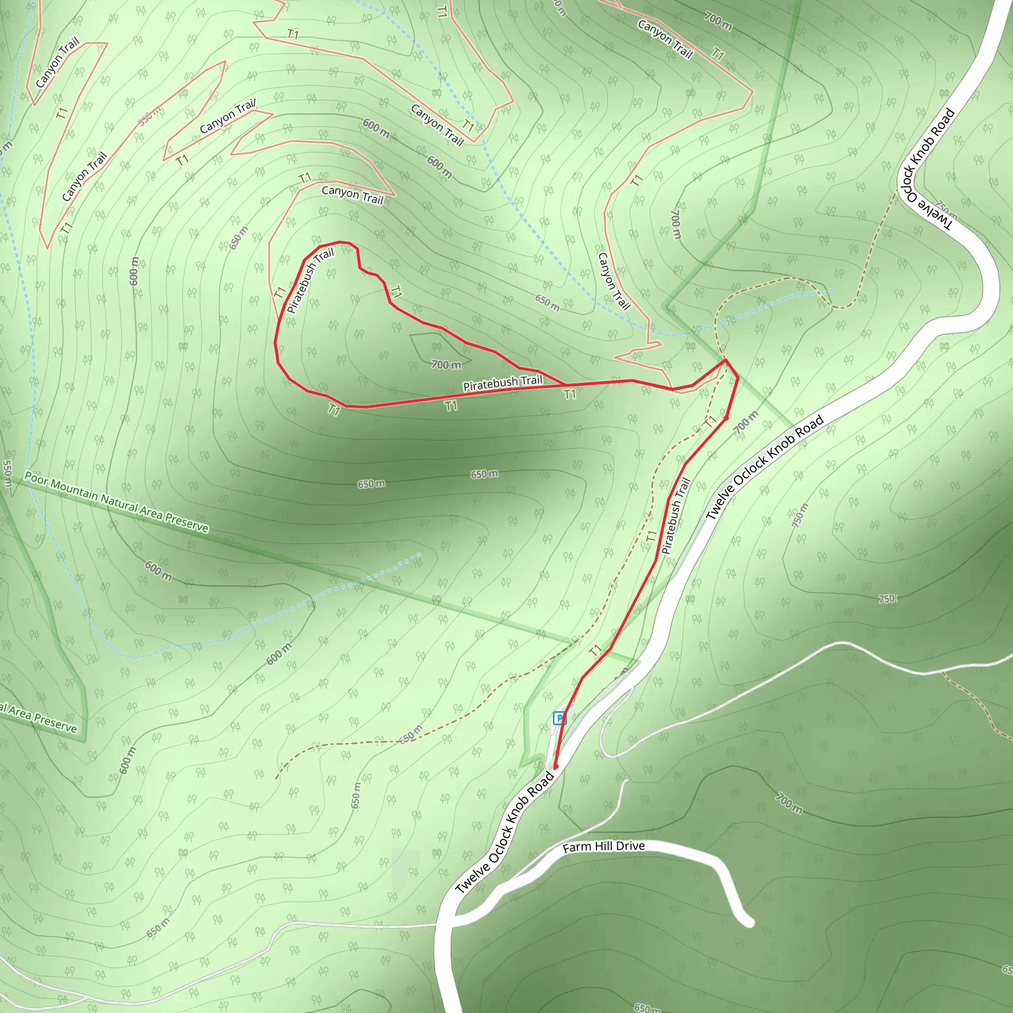 Twelve Oclock Knob Road Loop - West mobile static map