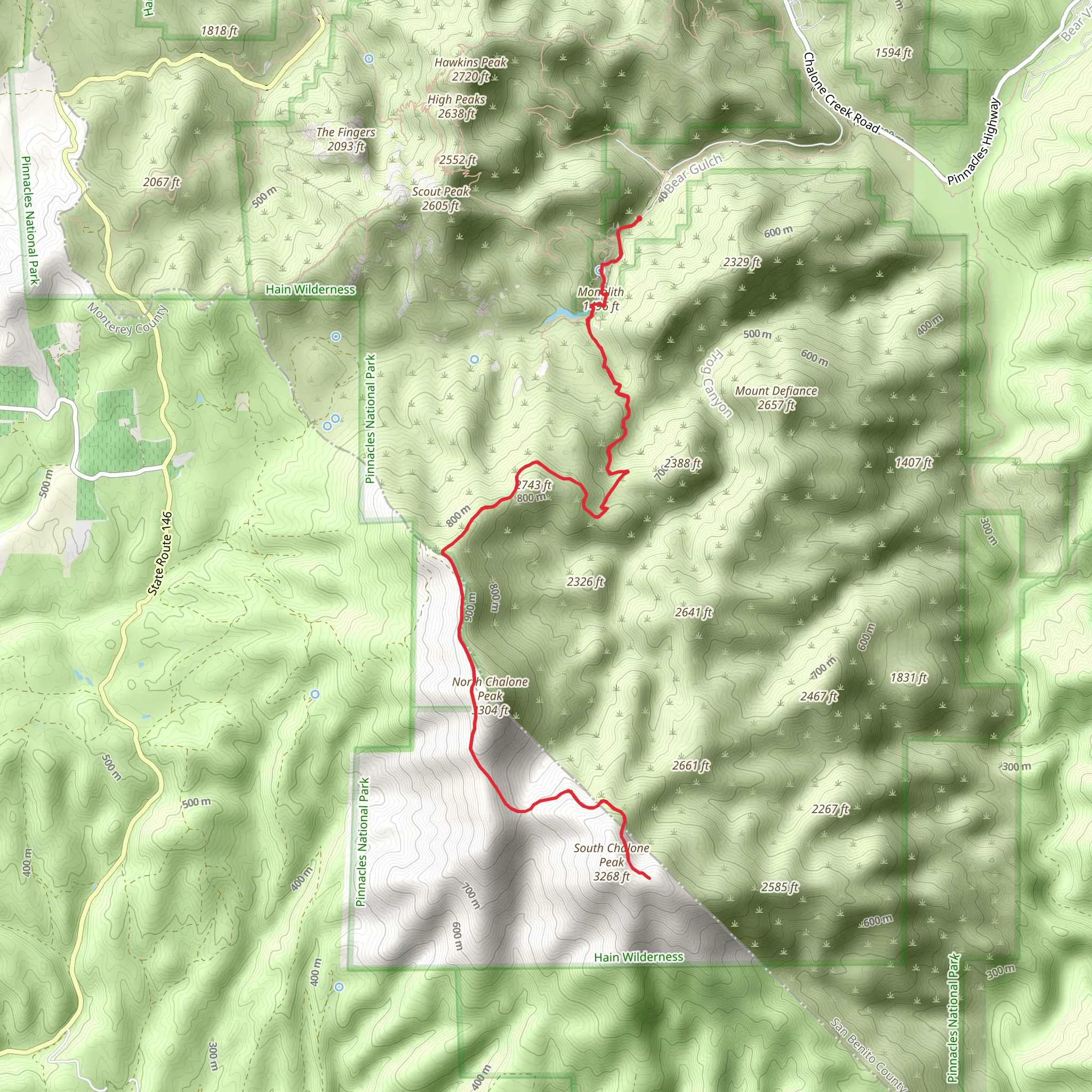 South Chalone Peak Trail mobile static map