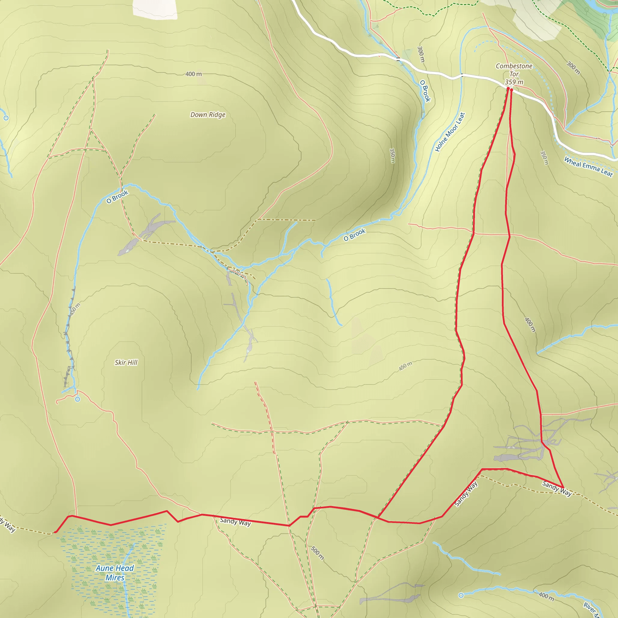 Combestone Tor to Aune Head mobile static map