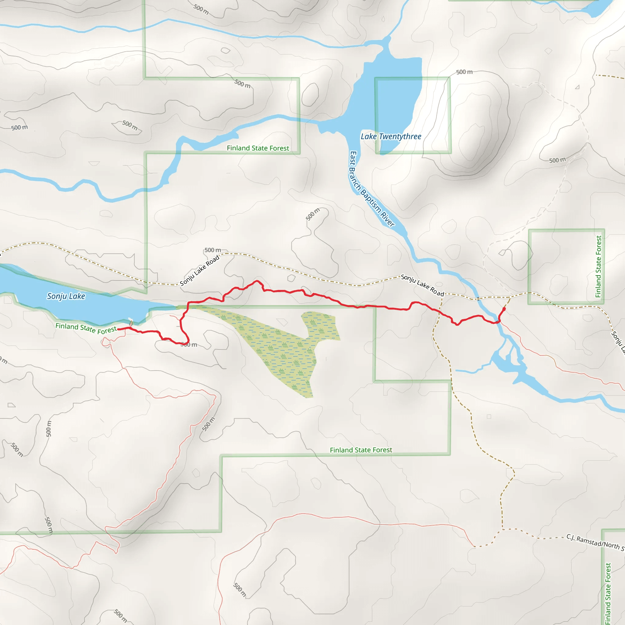 Sonju Lake via Superior Hiking Trail mobile static map