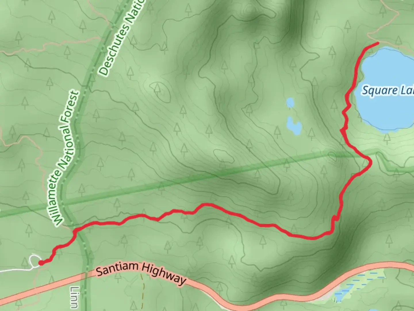 An image depicting the trail Square Lake via Old Summit Trail and its surrounding area.