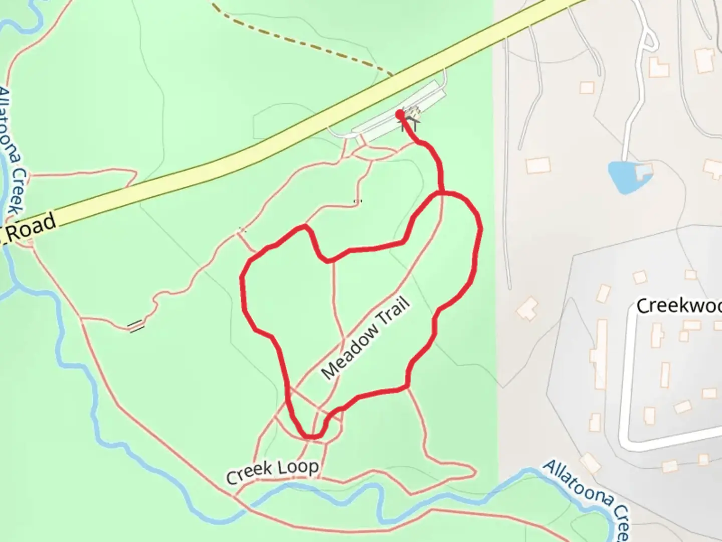 An image depicting the trail Leone Hall Price Park Loop and its surrounding area.