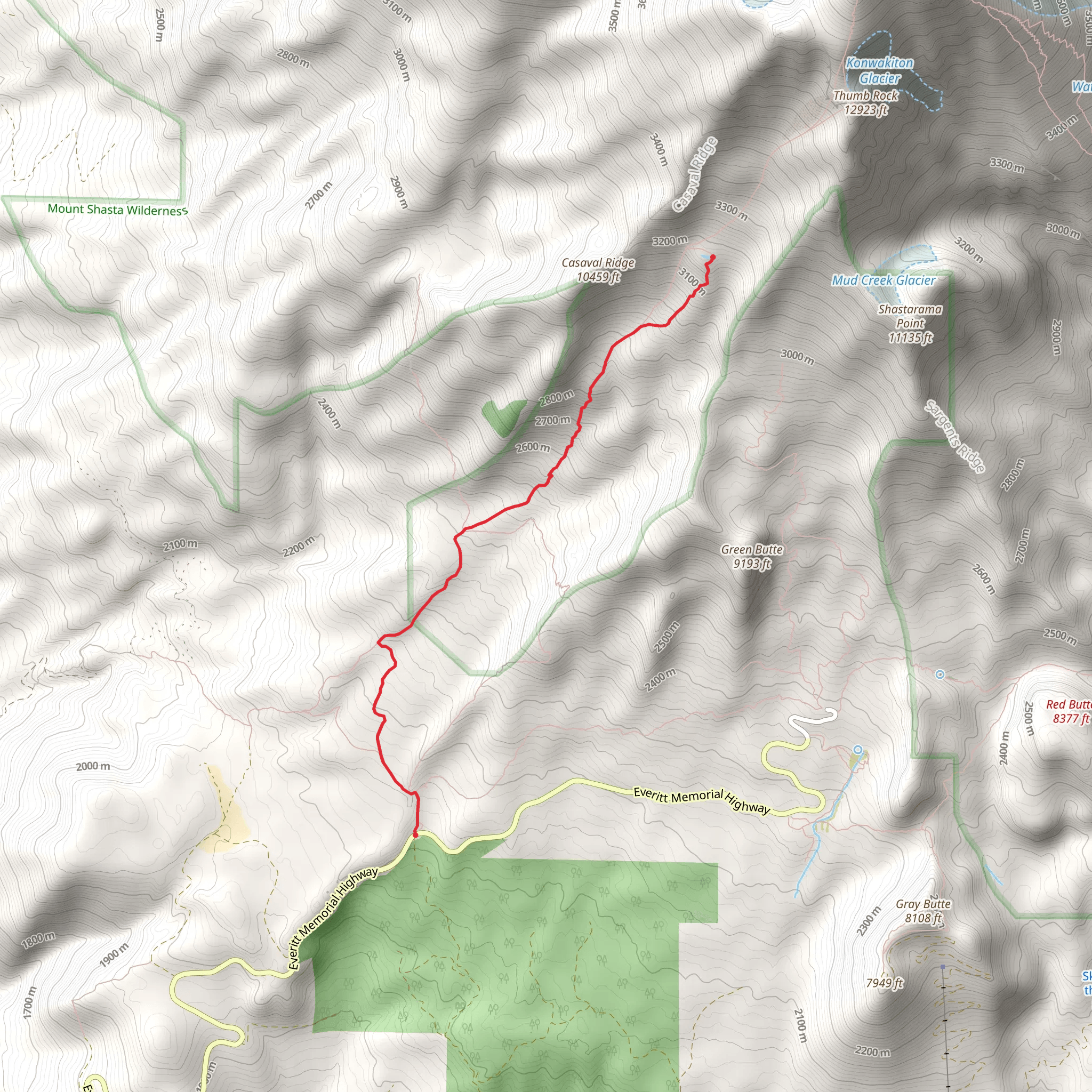 Helen Lake via Horse Camp Trail mobile static map