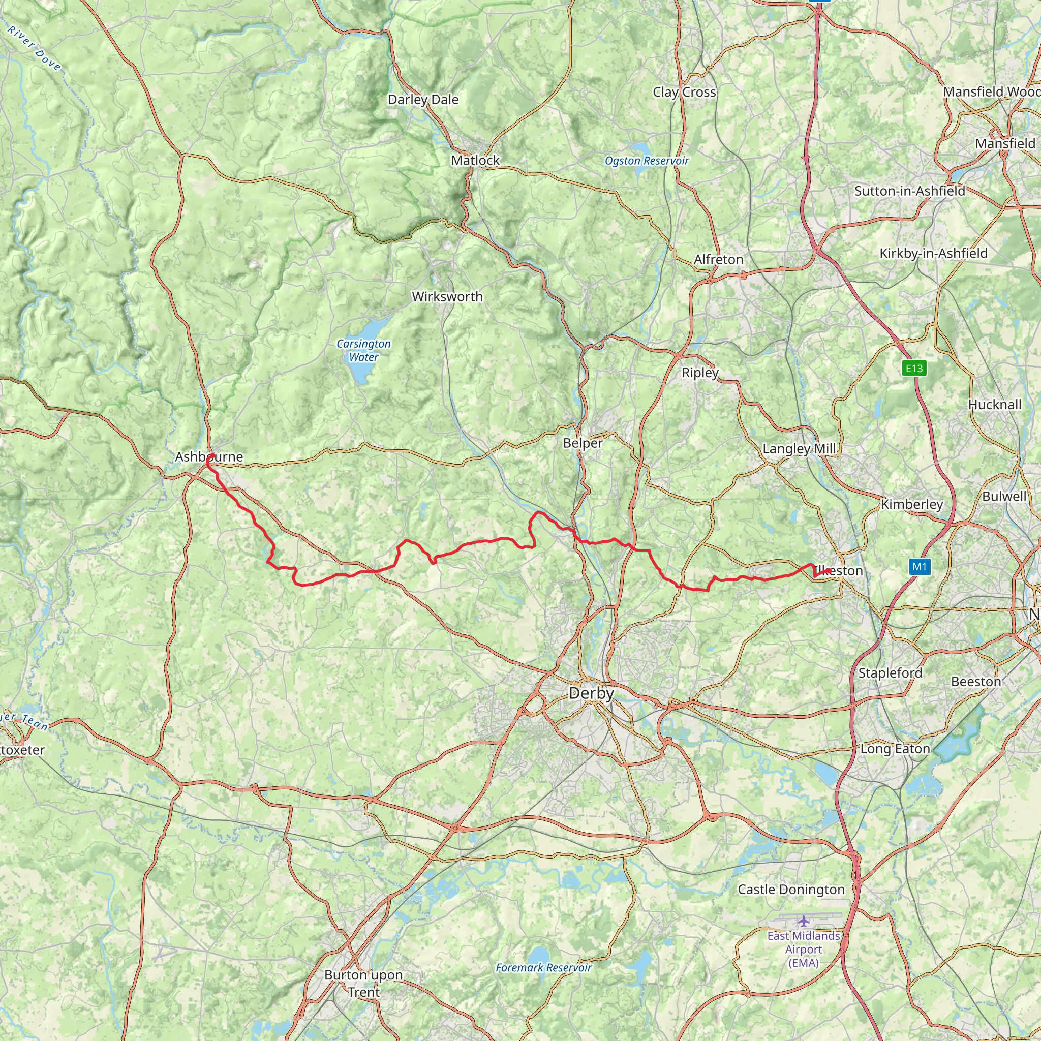 Derbyshire - Centenary Way mobile static map