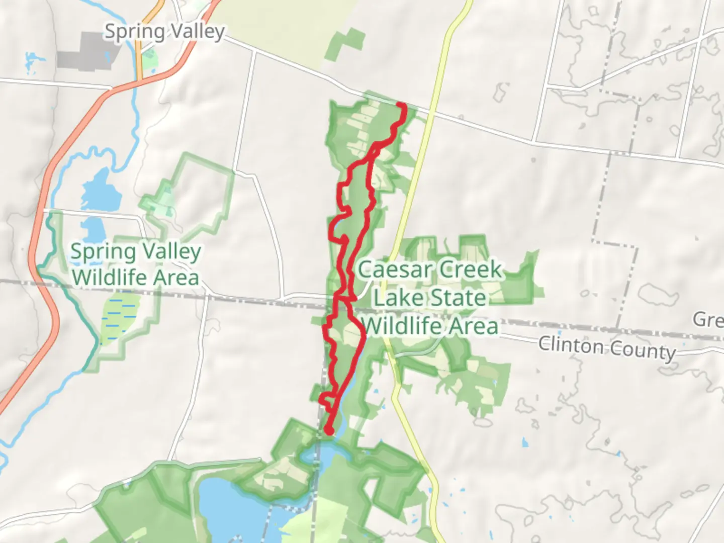 An image depicting the trail Caesar Creek Long Loop and its surrounding area.