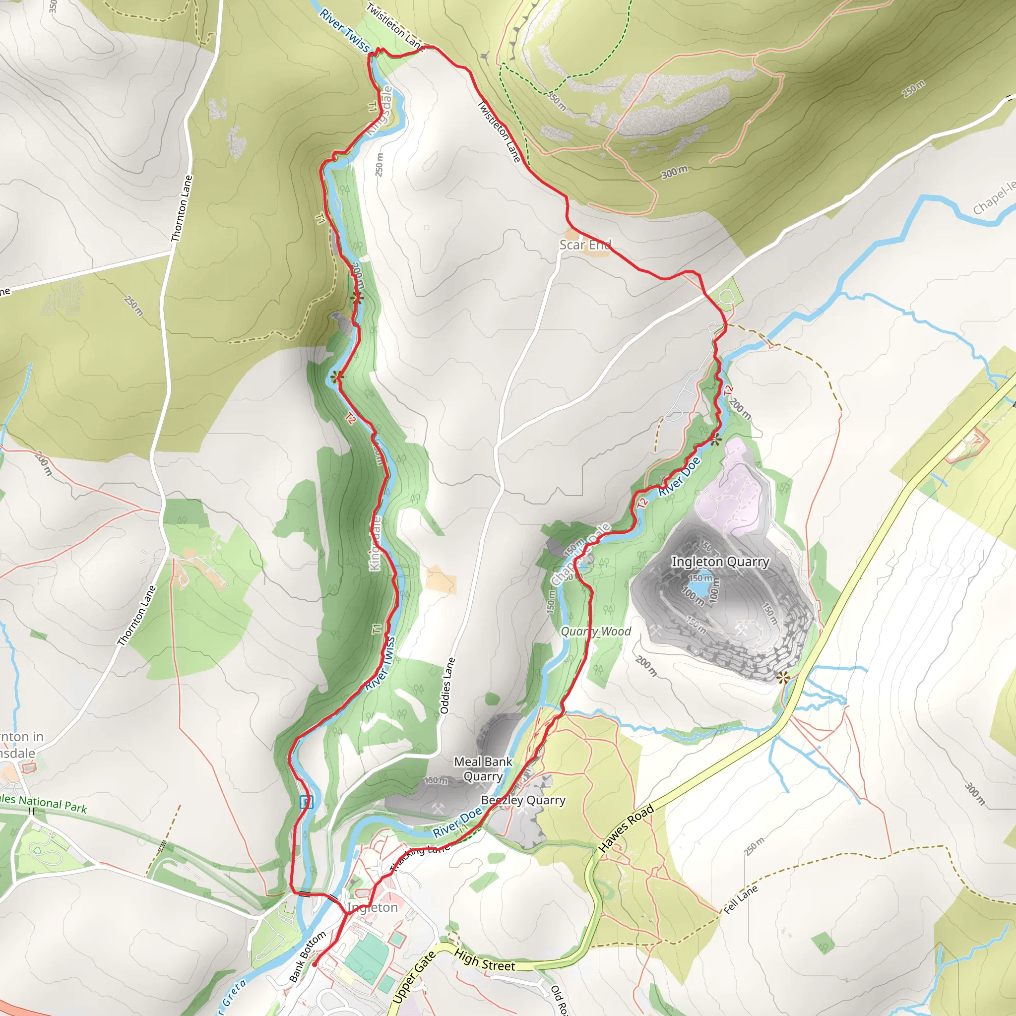 Ingleton Waterfalls Walk from Ingleton mobile static map