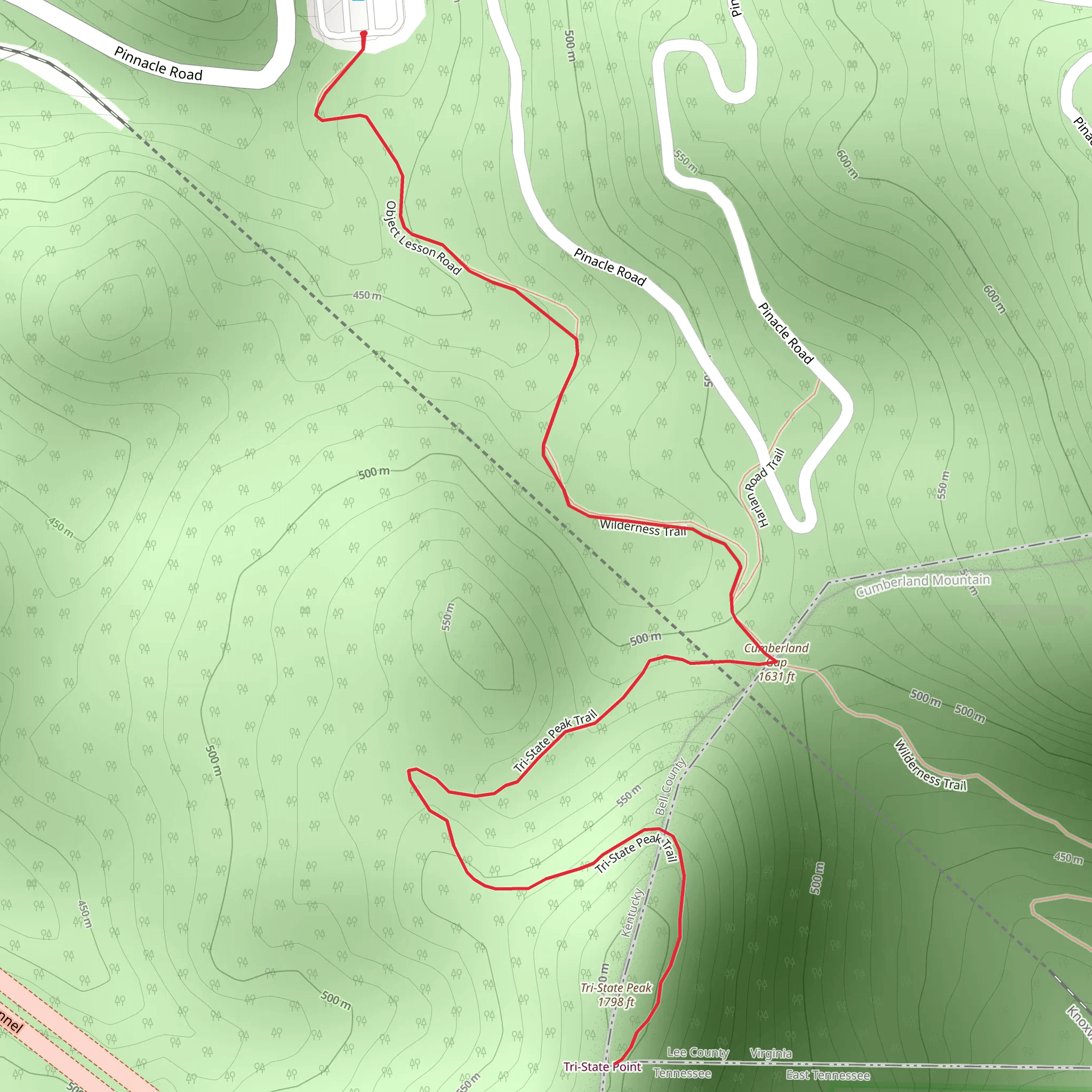 Wilderness Trail and Tri-State Peak Trail mobile static map